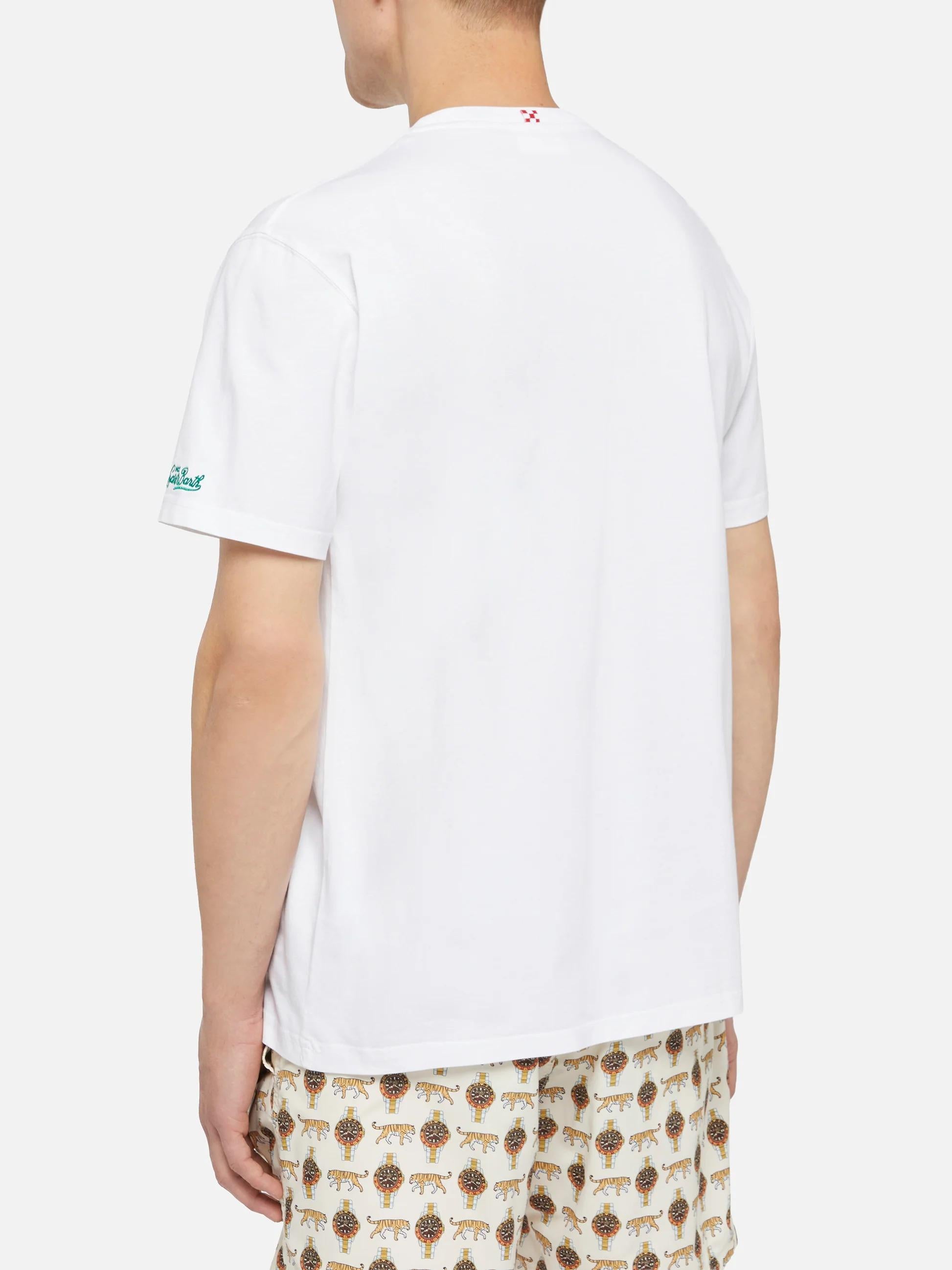 Tshirt in cotone Austin con ricamo e stampa orologio AUS0001 04344L MC2 SAINT BARTH 