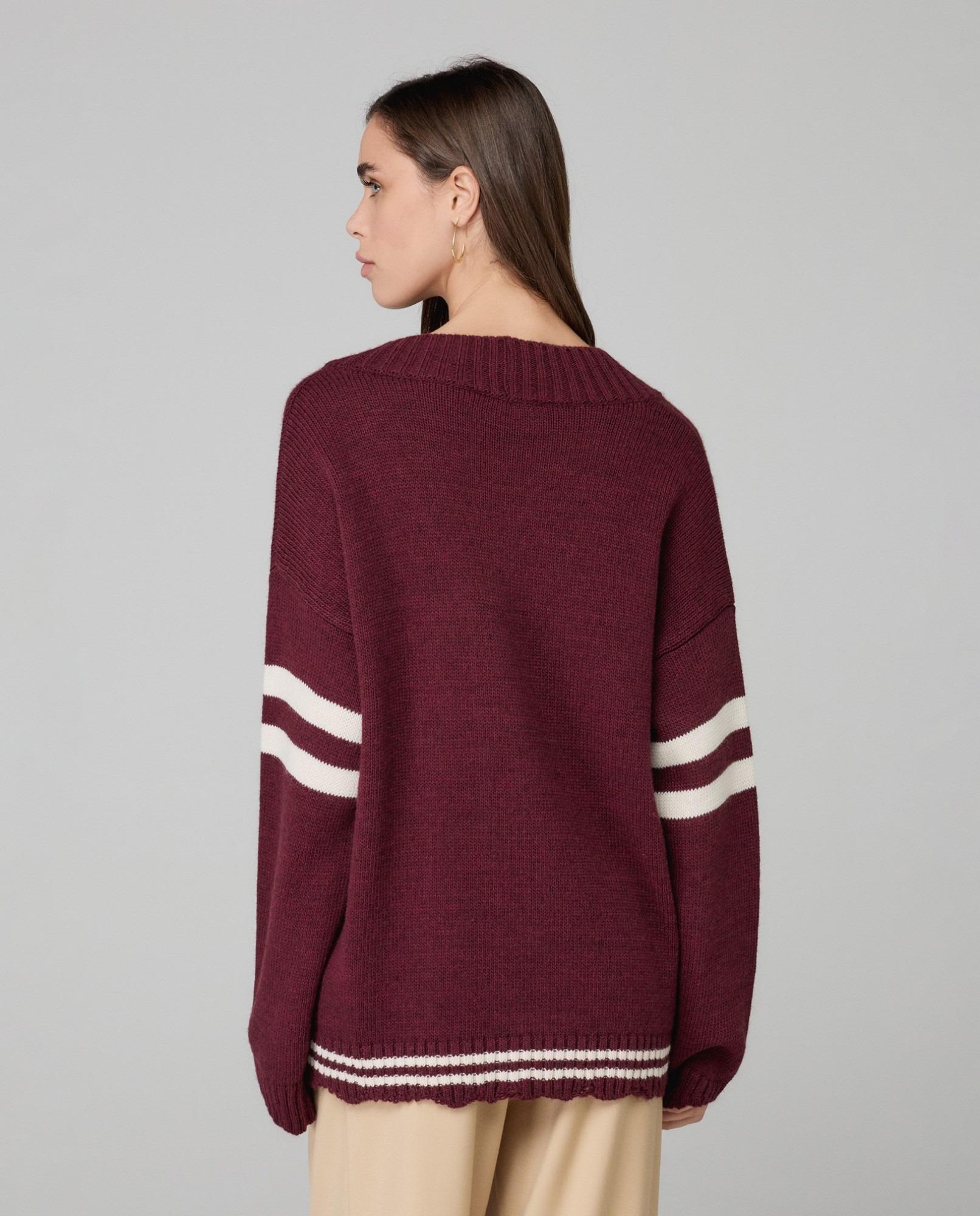 Cardigan Con Rotture, Righe E Patch College  Bordeaux HMABW02087-MTTM0001 RS02 HINNOMINATE 
