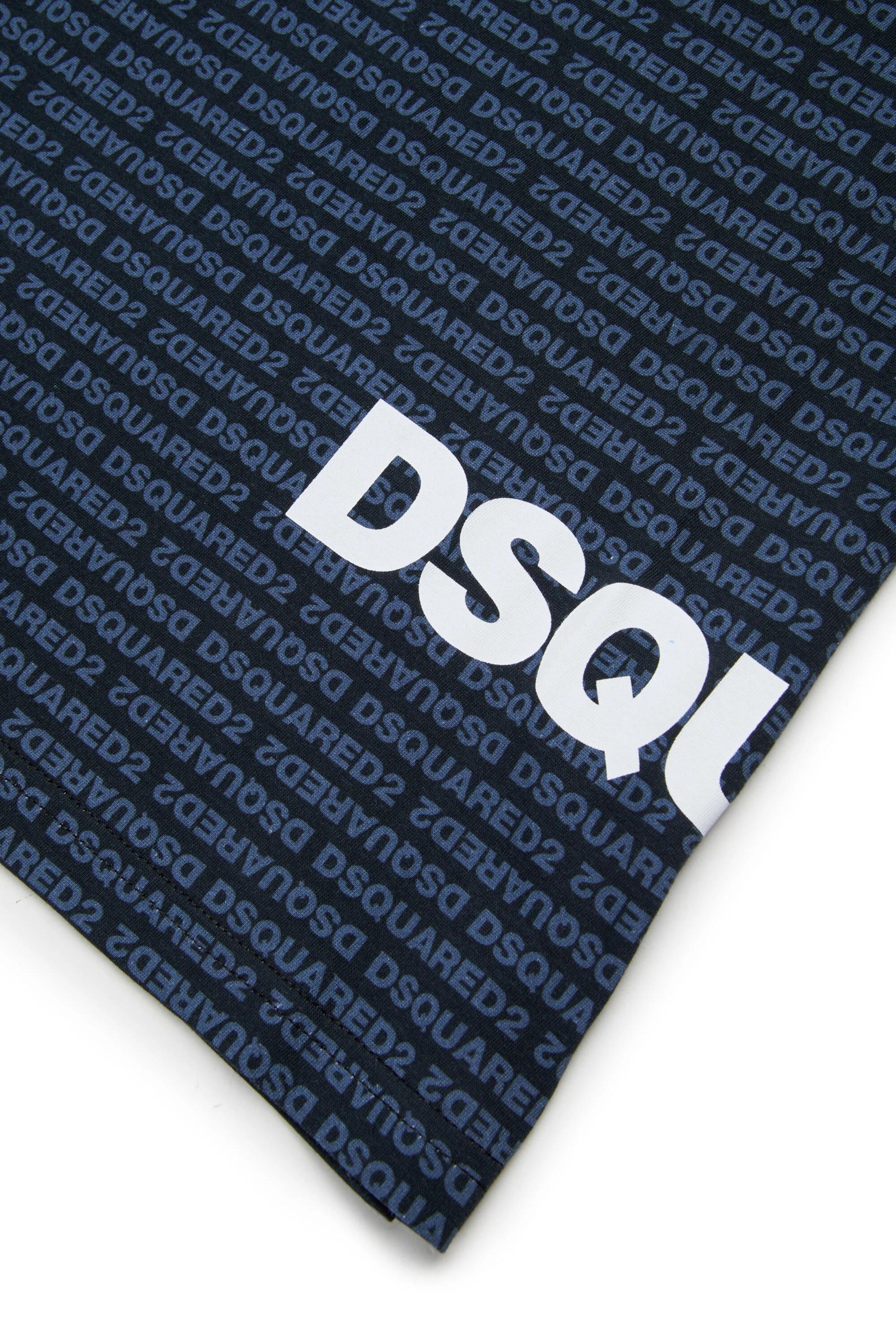 DSQUARED2<BR/>T-shirt con logo allover nera DQ3303-D0AH8 DQ900 DSQUARED KID 
