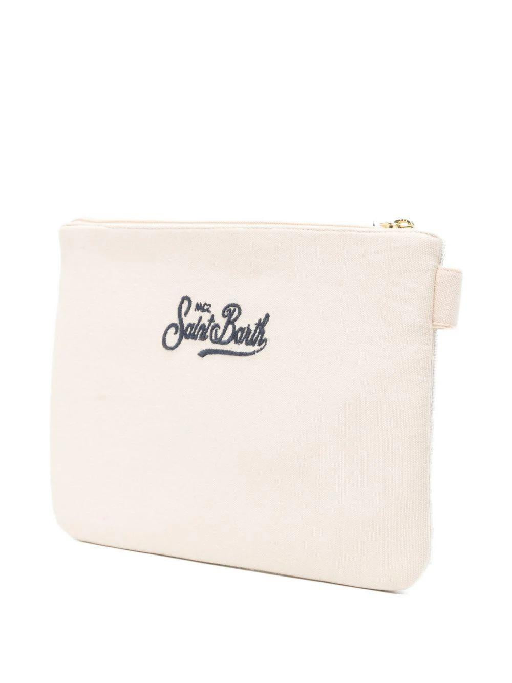 Pochette beige MC2 Saint Barth con ricamo logo e perline POU000200877L POU0002 00877L MC2 SAINT BARTH 