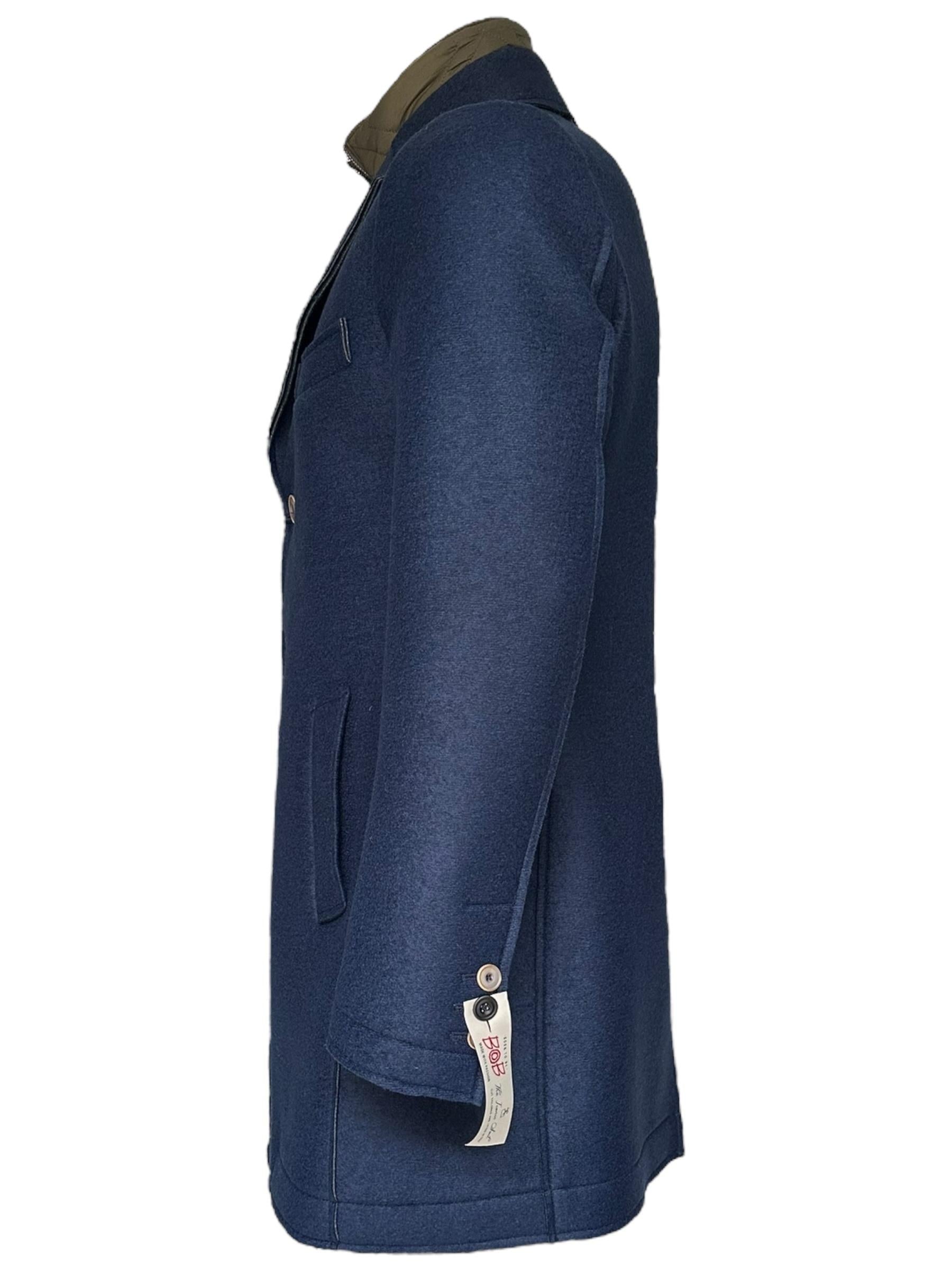Bob cappotto monopetto con pettorina blu ANDY153/P-T153 NAVY BOB 