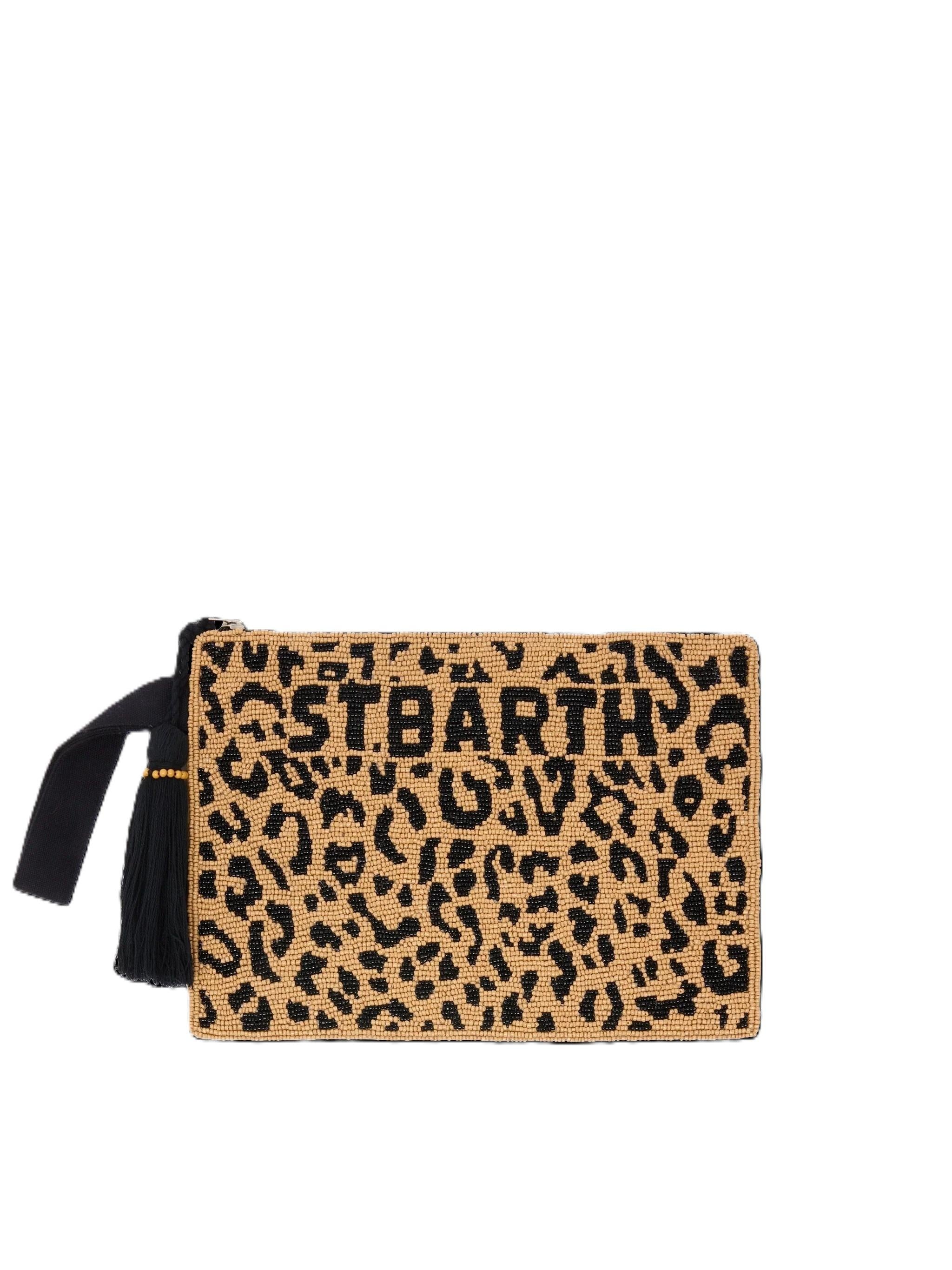 Pouch Pearl con fantasia leopardata in perline POU0002 00653L MC2 SAINT BARTH 