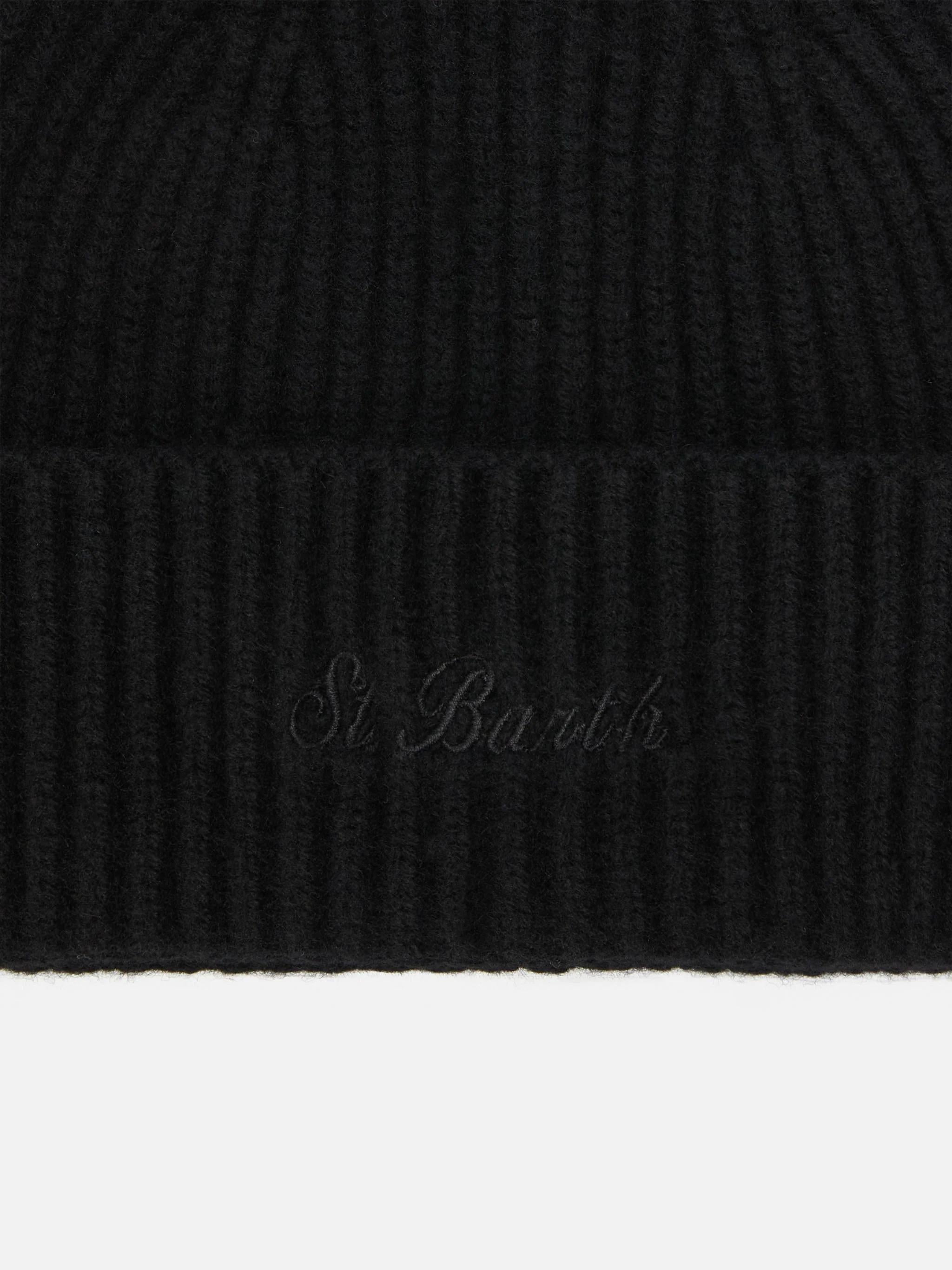 Berretto Moss in maglia nera a coste con ricamo St. Barth MOS0004 00037I MC2 SAINT BARTH 