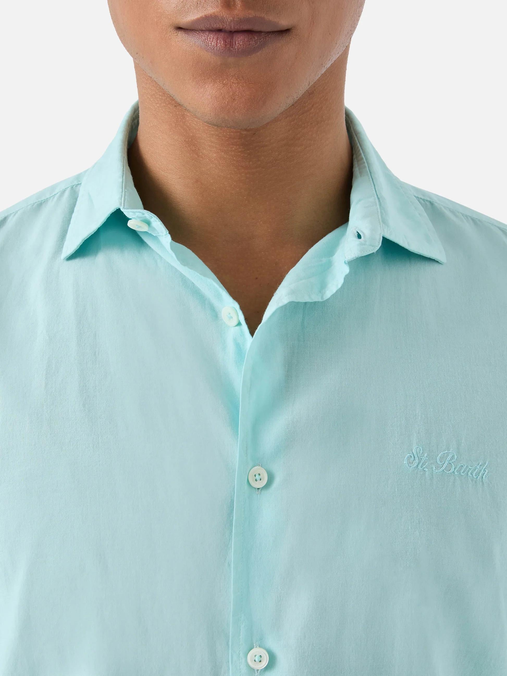 Camicia Chemise in cotone verde acqua tinta unita LCM0001 00424L MC2 SAINT BARTH 