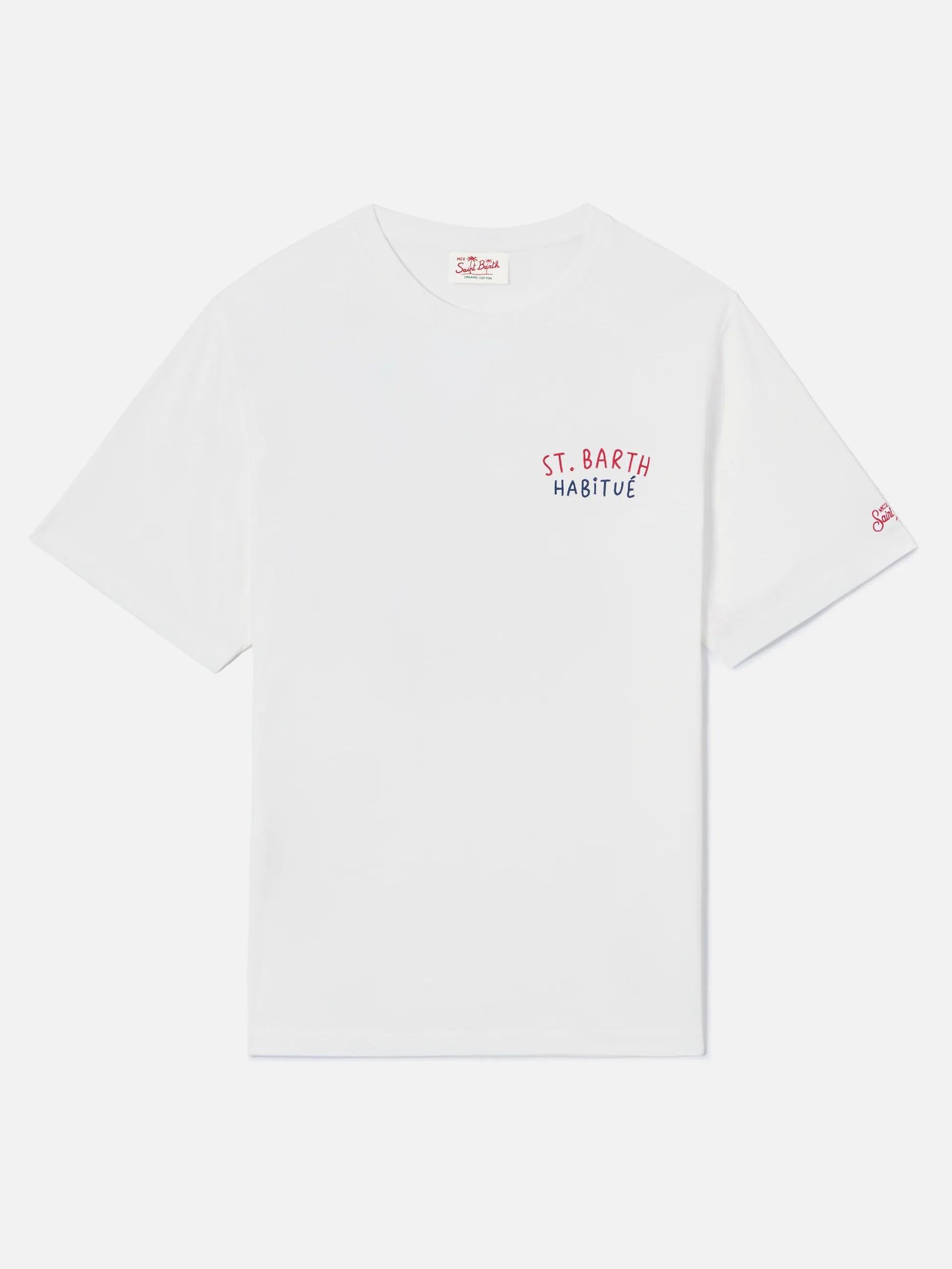 T-shirt Portland bianca con ricamo St. Barth Habitué PRL0002 00320L MC2 SAINT BARTH 