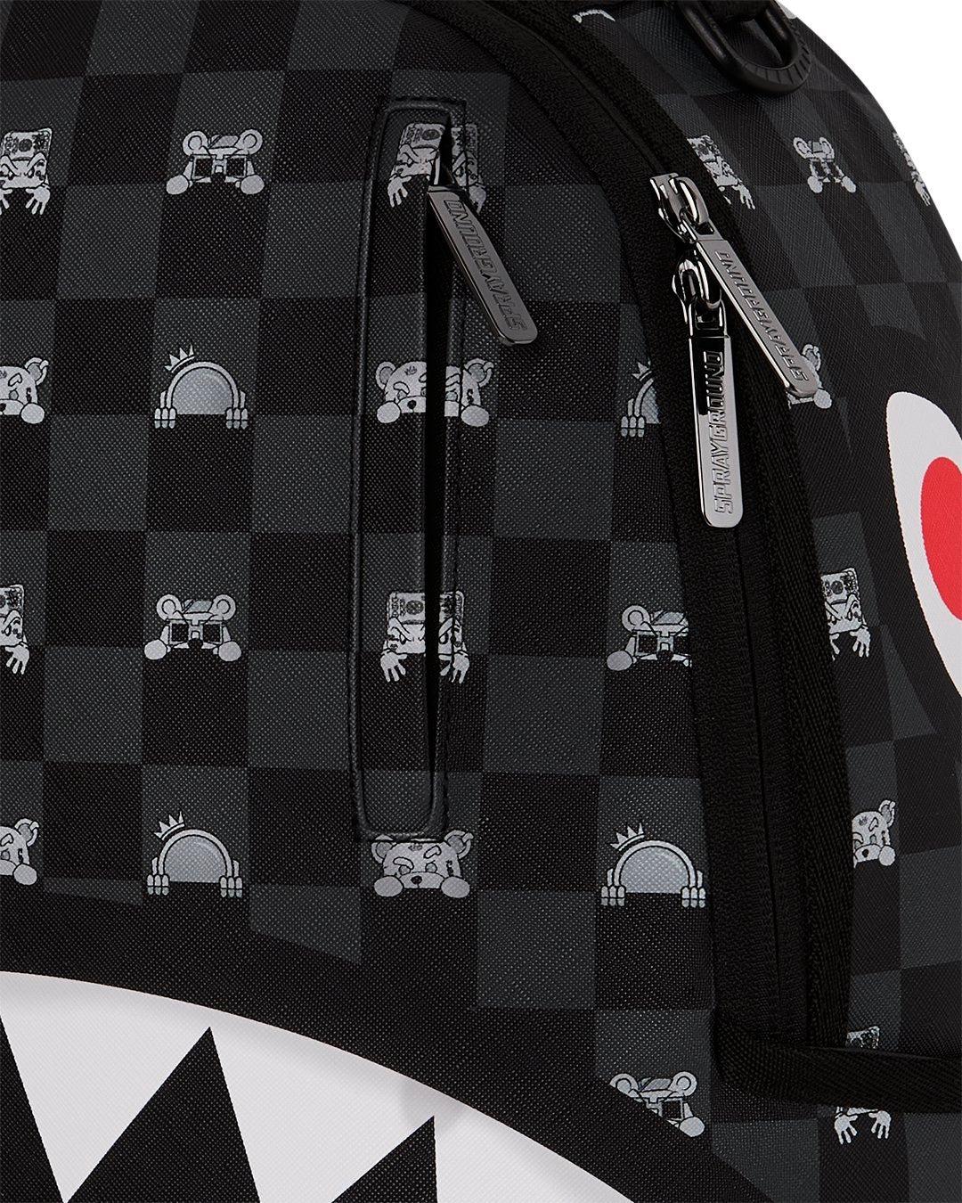 SPRAYGROUND  910B8872NSZ  GRAY PEEKING CHARACTER CHECK BACKPACK 910B8872NSZ V.UNICA SPRAYGROUND 