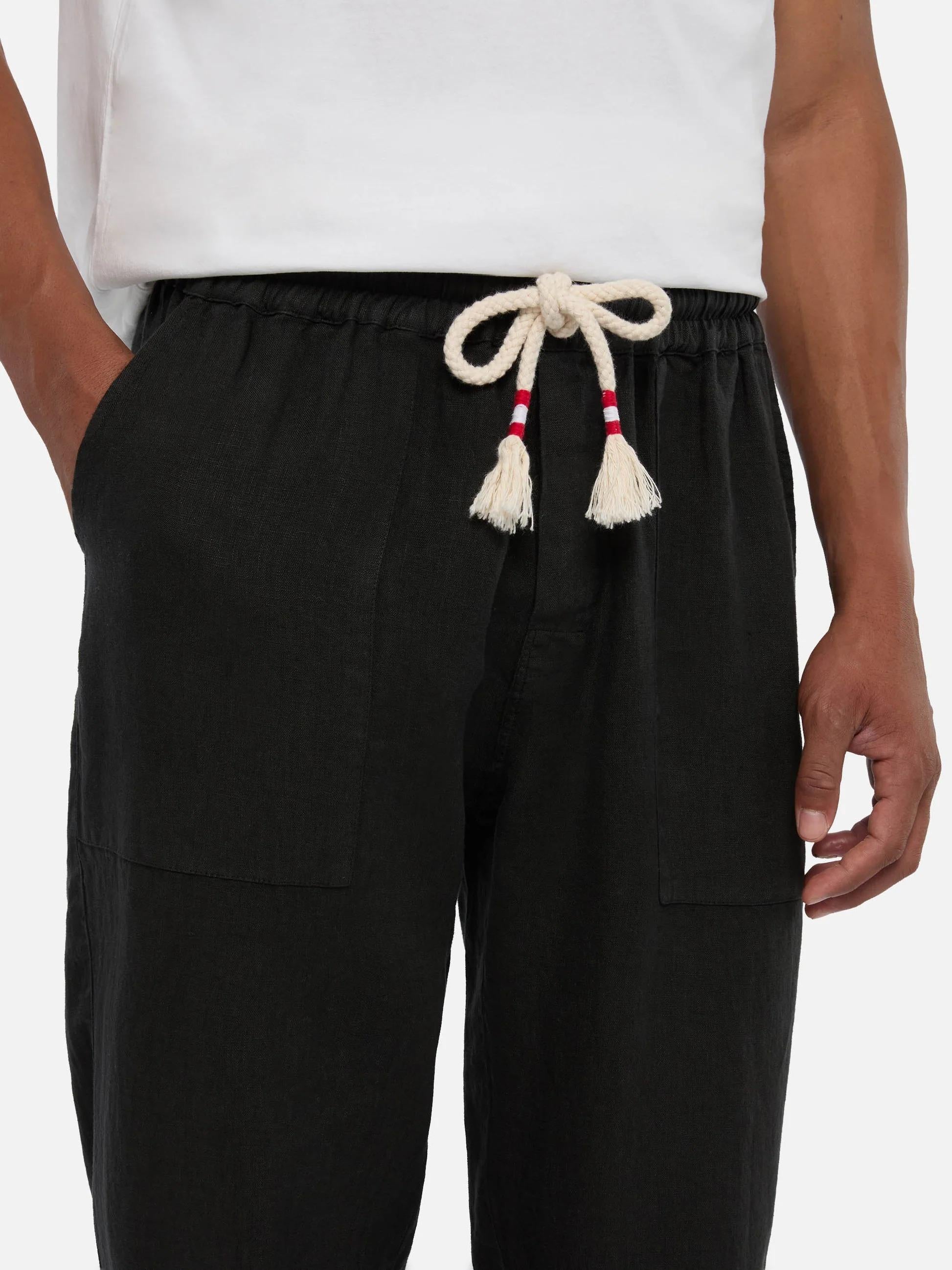 Pantaloni in lino neri Calais con coulisse CAA0001 01137L MC2 SAINT BARTH 