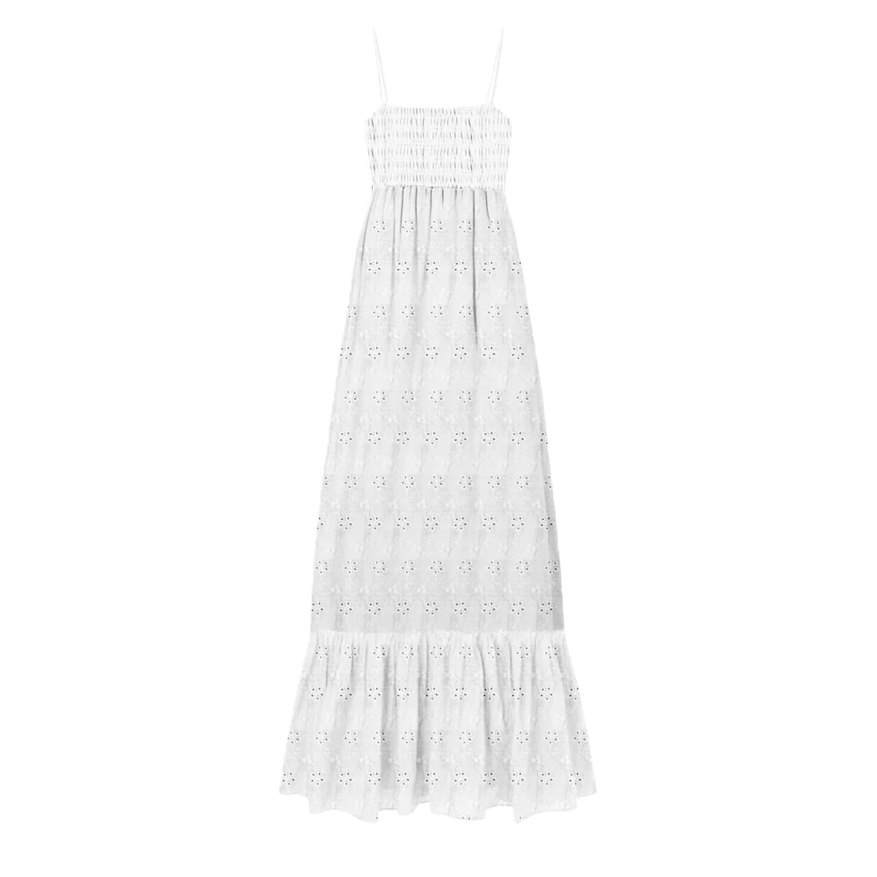Mc2 Saint Barth abito lungo jemma sangallo wavy daisy bianco JME002 03052L MC2 SAINT BARTH 