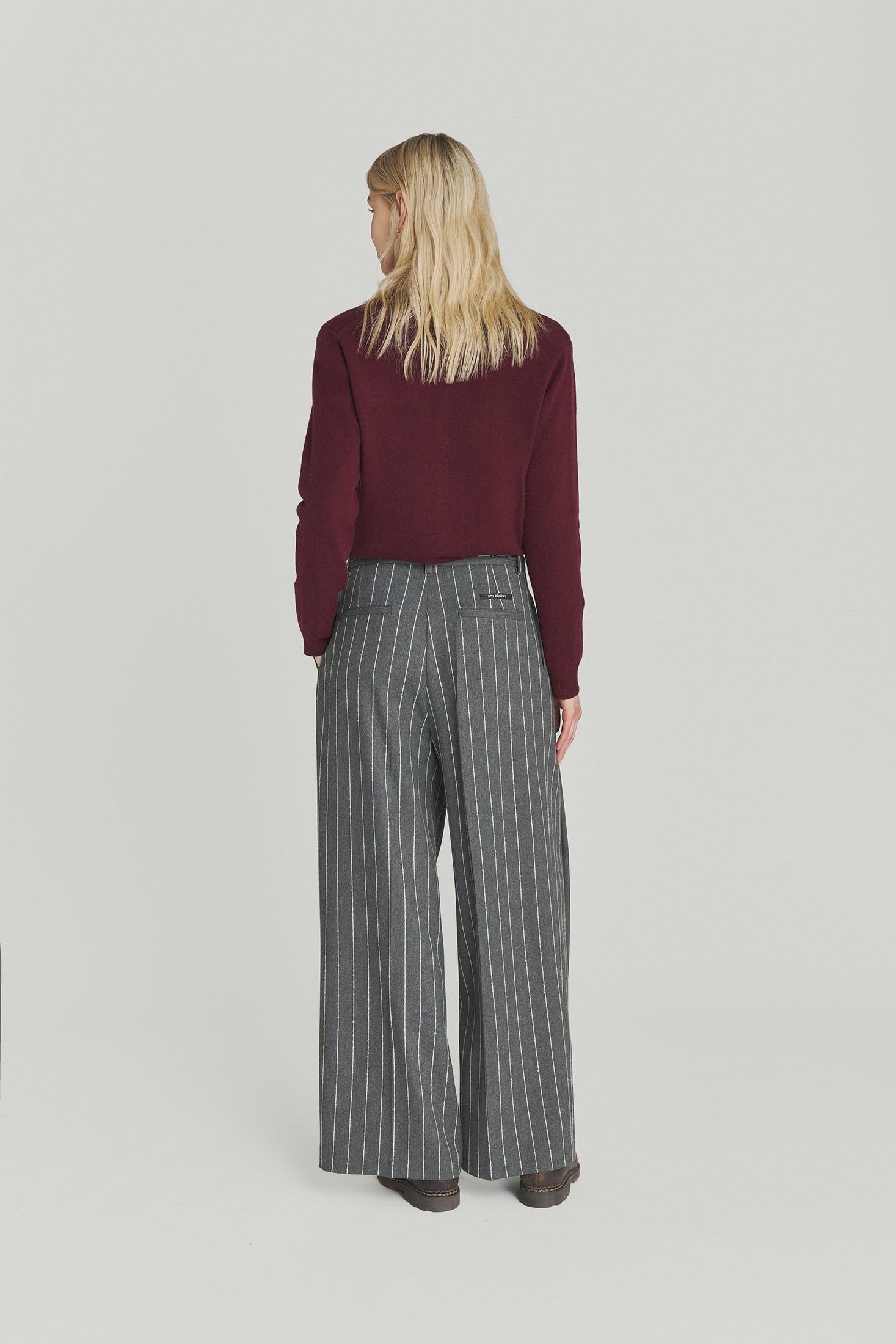 PANTALONE PLEAT GESSATO IN TWILL RND90208CN53XXXX C0094 ROY ROGER'S 