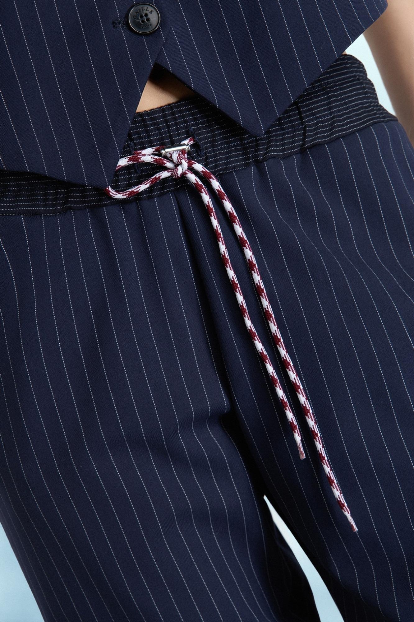 Pantalone Dritto Morbido Con Coulisse In Vita  Blu Scuro - Gaëlle Paris GAABW06834-TMTS0139 BL25 GAELLE 