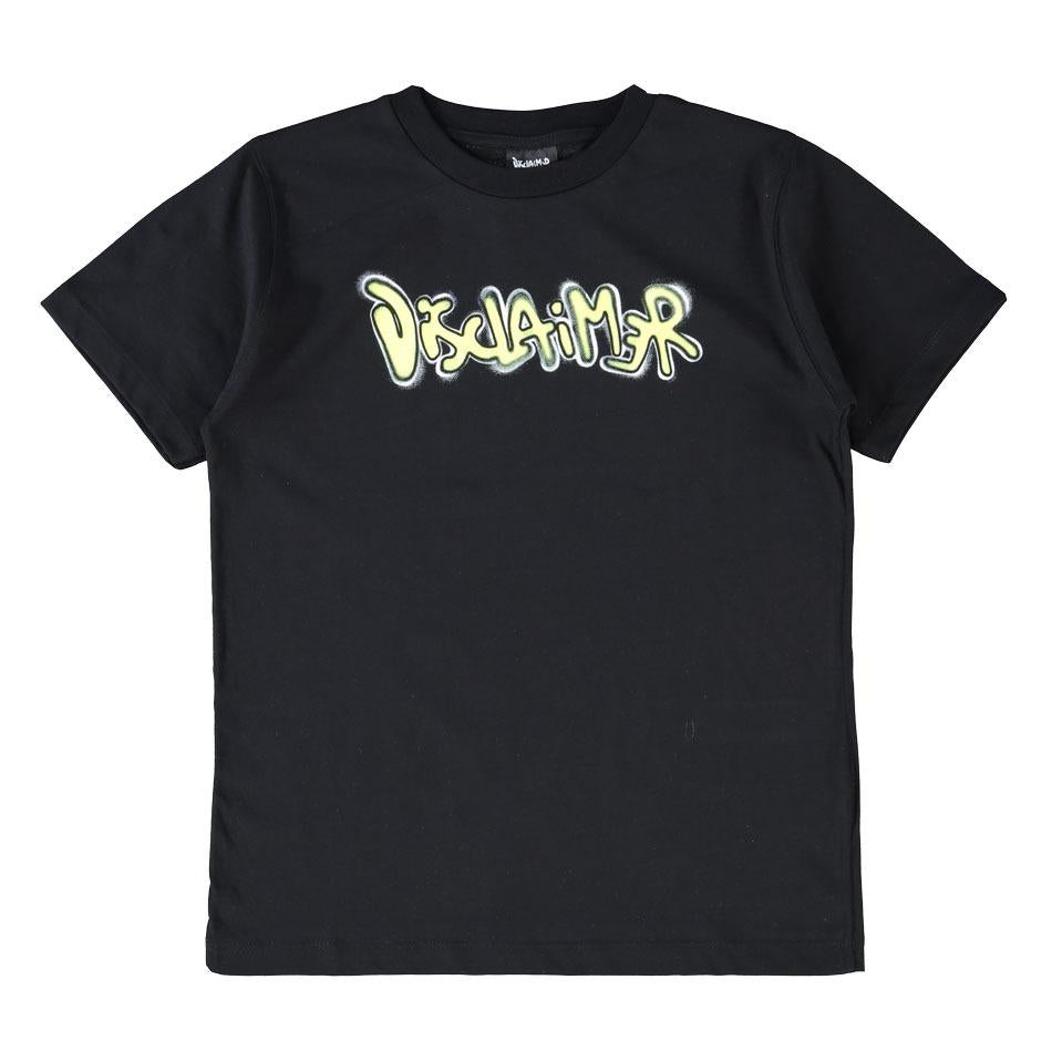 T-SHIRT  DISCLAIMER NERO STAMPA LIME 26EDK58802 NERO-ST.LIME DISCLAIMER 
