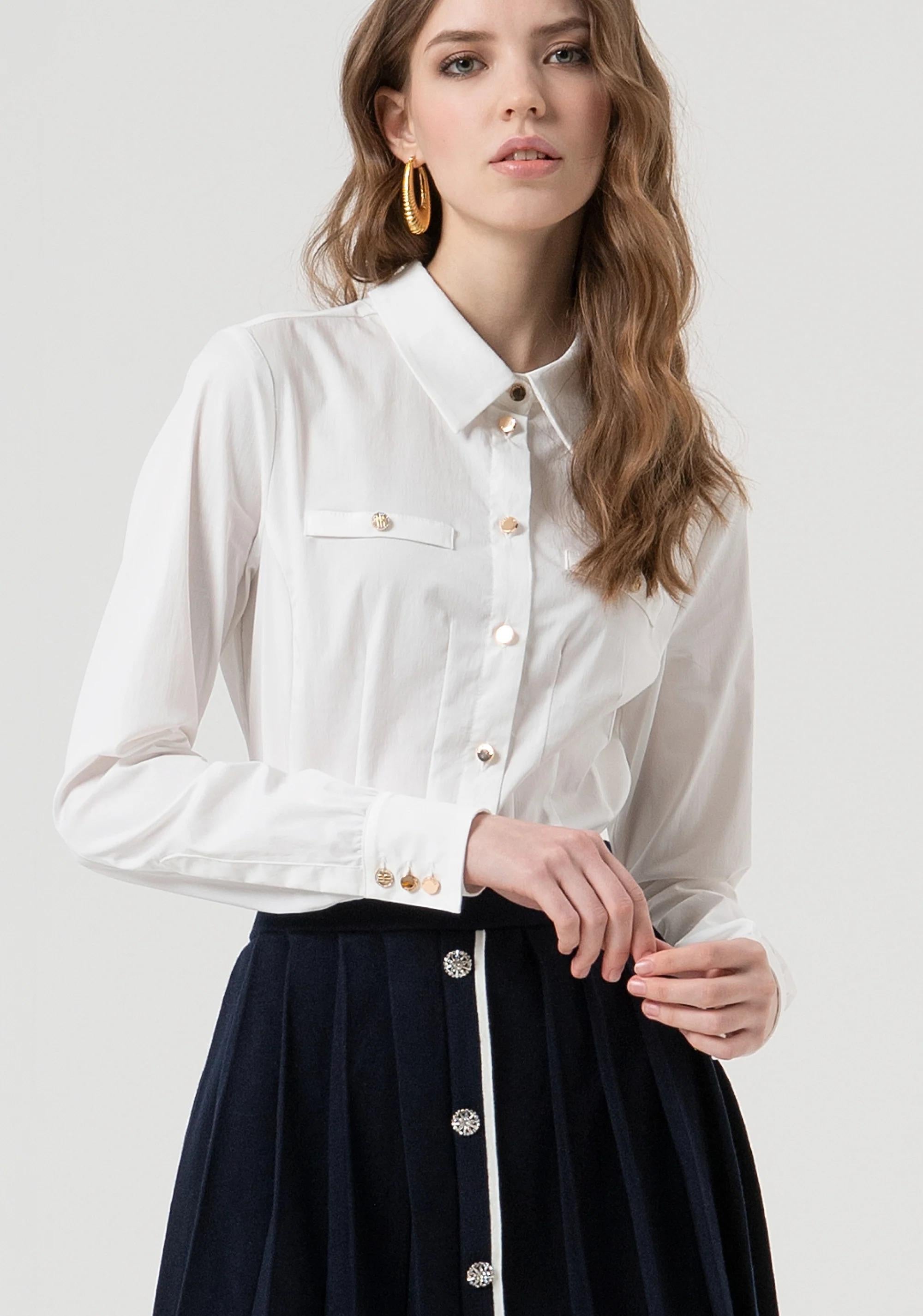 Fracomina Camicia regular in popeline stretch white FR25WT6016W80101 278 FRACOMINA 