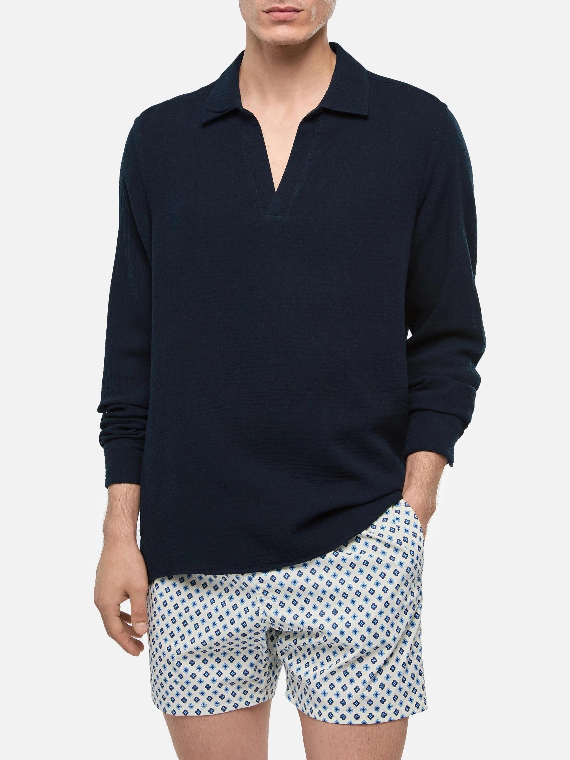 Polo Ventotene in garza di cotone blu navy VNT0001 00465L MC2 SAINT BARTH 