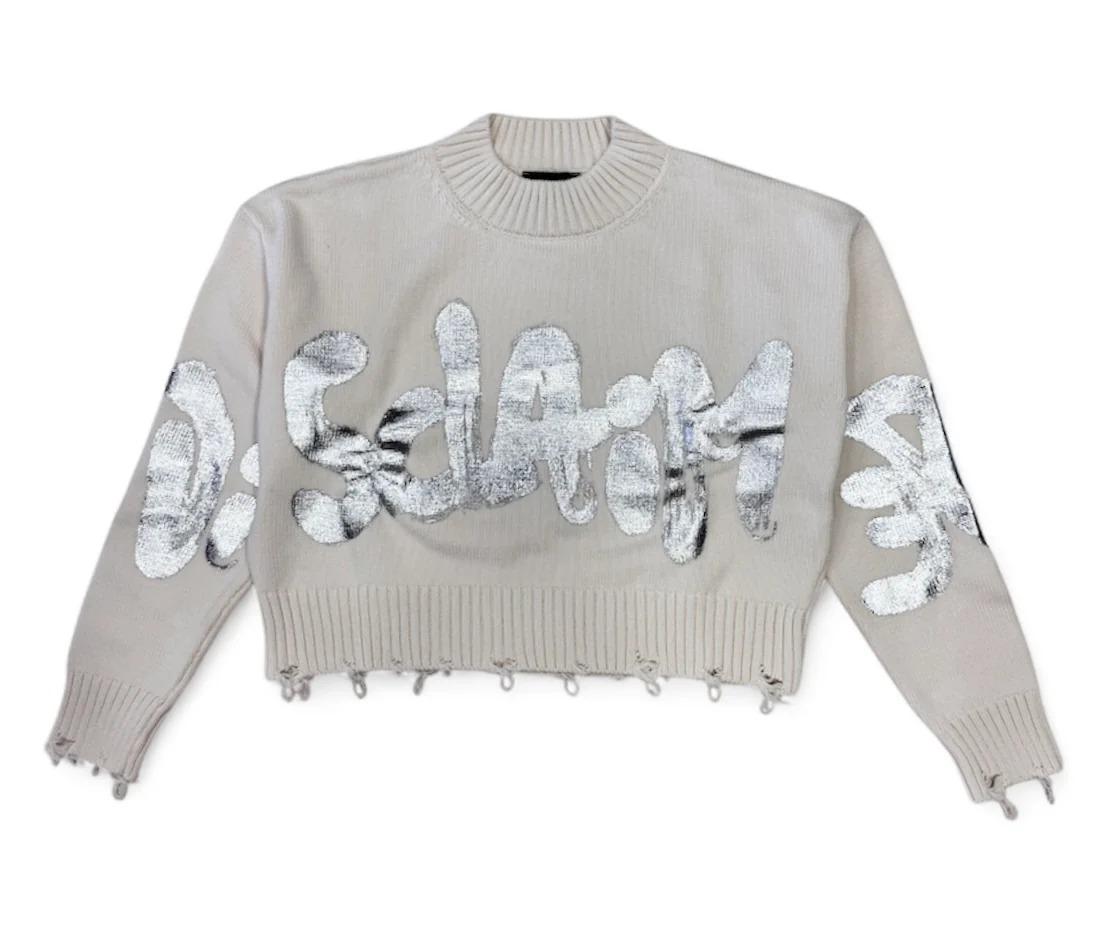 Maglia girocollo tricot donna Disclaimer 25IDS55174 latte 25IDS55174 LATTE DISCLAIMER 