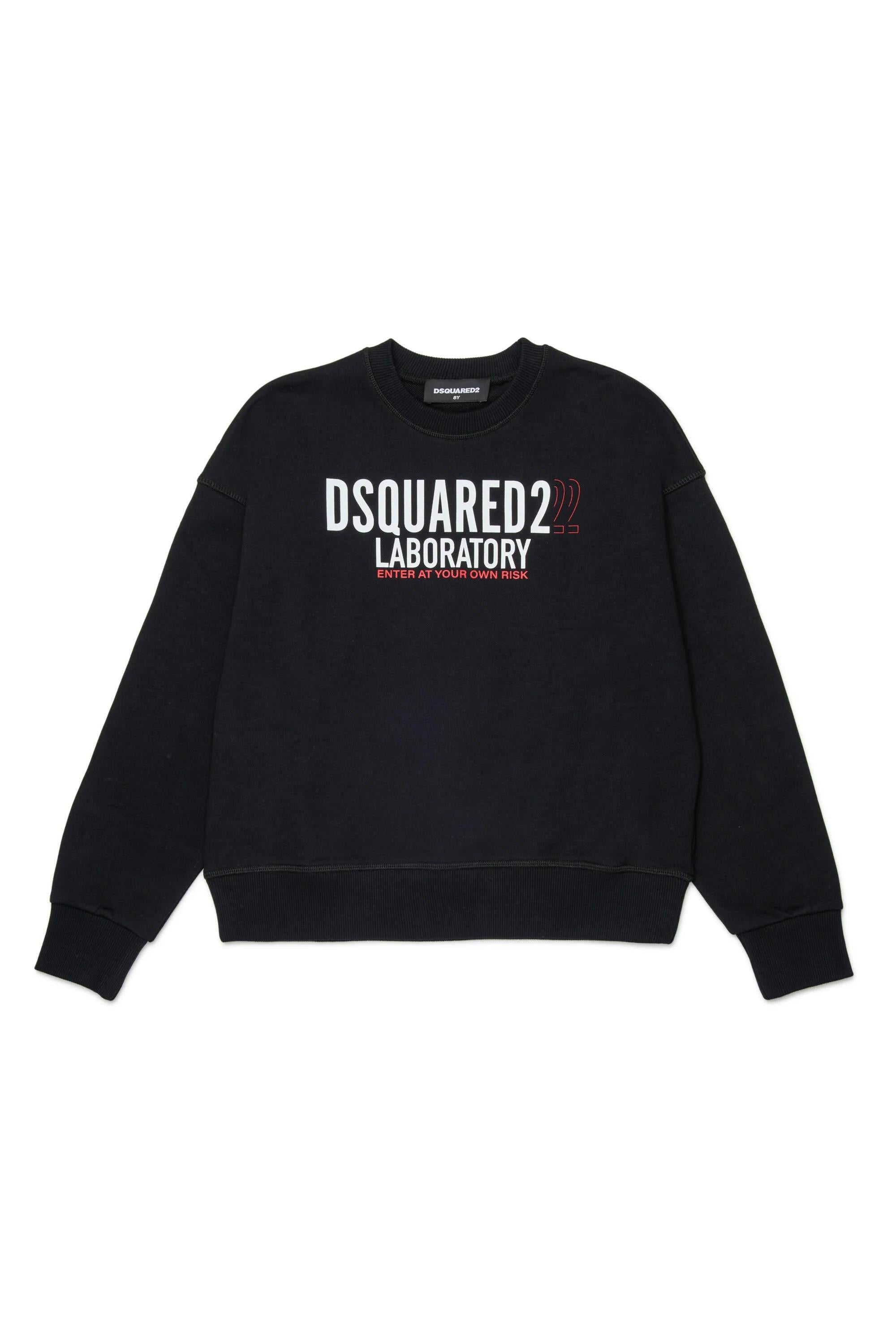 DSQUARED2<BR/>Felpa girocollo con logo del laboratorio nera DQ3006-D0ACC DQ900 DSQUARED KID 