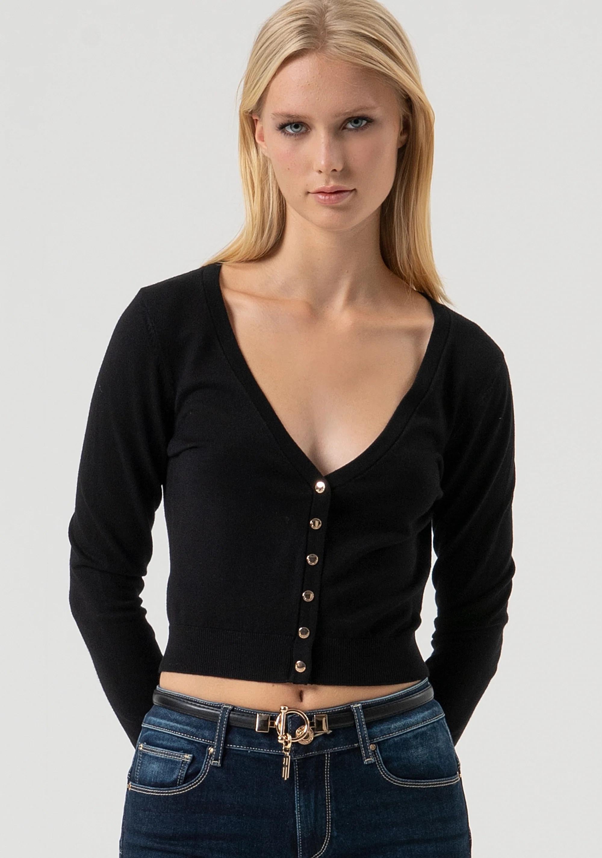 Fracomina Cardigan regular con scollo a V black FR25WT8001K42101 053 FRACOMINA 