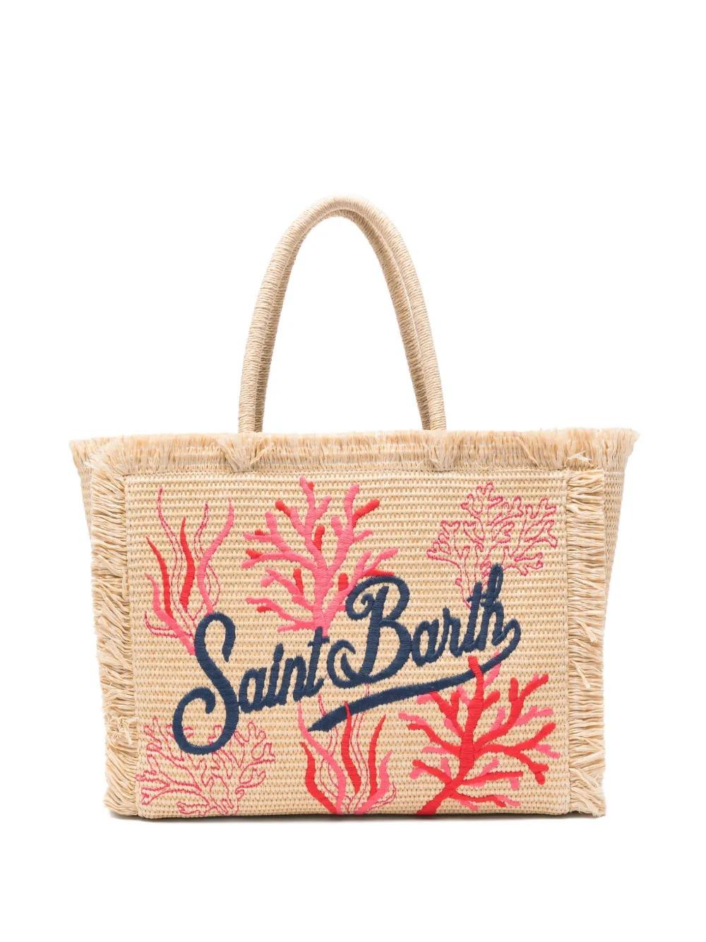 MC2 Saint Barth<BR/>Vanity straw coral-embroidered tote bag VANI021 09064L MC2 SAINT BARTH 