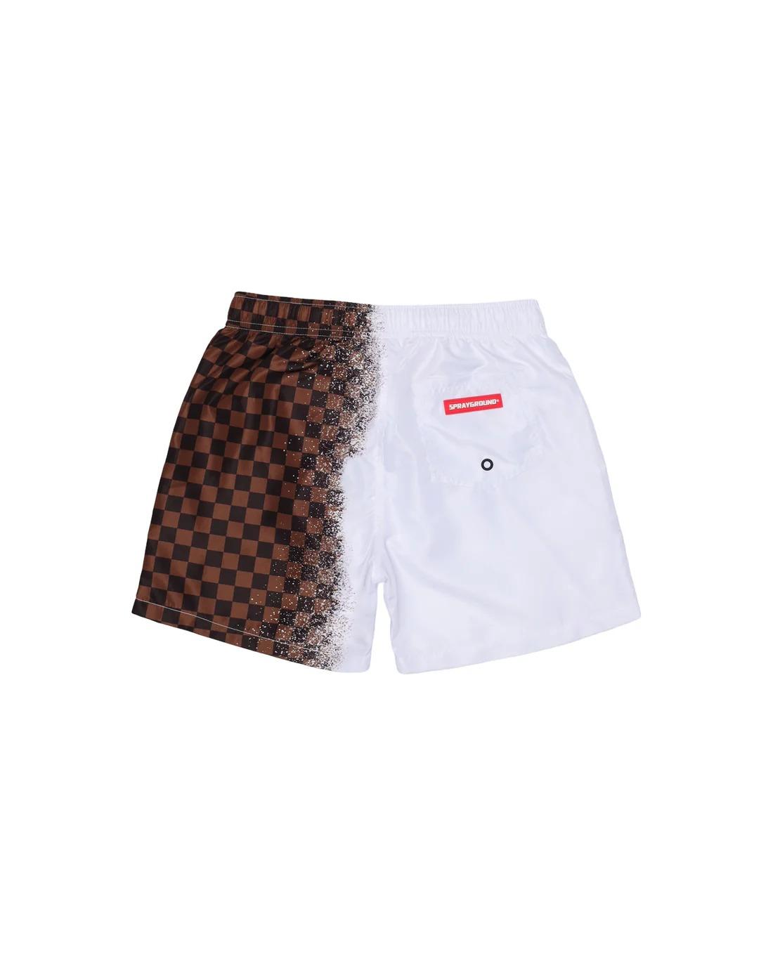 SPRAY SHARK IN PARIS BROWN SWIM TRUNKS WHITE SPY1469 WHT SPRAYGROUND 