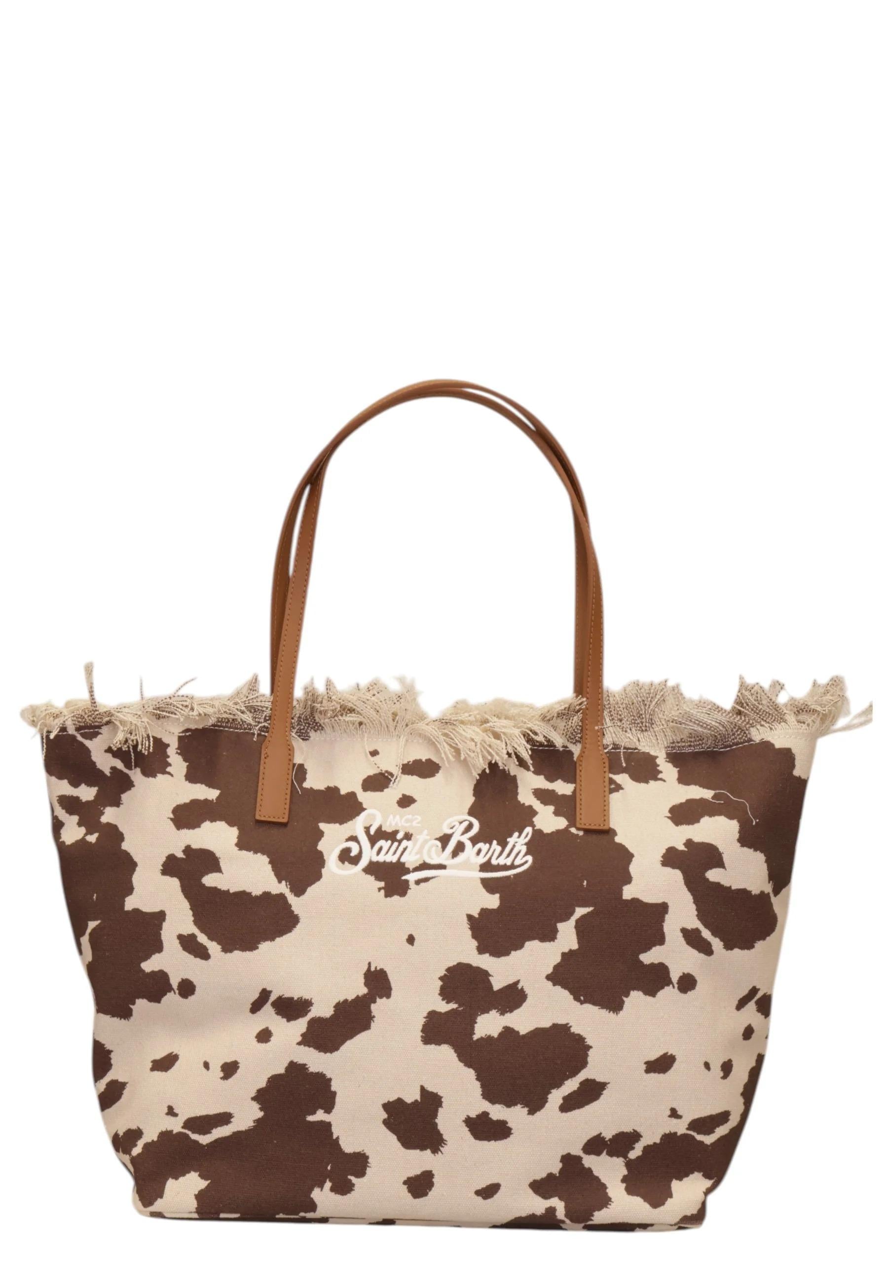 Borsa shopper City medium cow west in canvas con frange CBMF001 01750L MC2 SAINT BARTH 