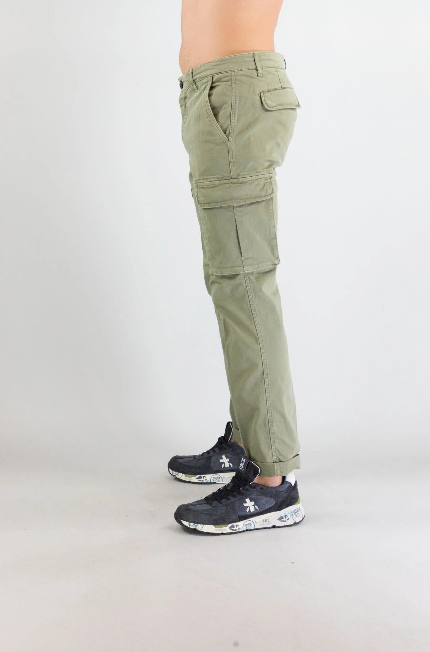 Pantalone Cargo 40weft Verde Salvia da Uomo aiko 2374 AIKO_2374 W2359 40WEFT 
