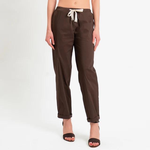 Vicolo-Pantalone popeline elastico in vita -TAB1761 moro TAB1761 MORO VICOLO 