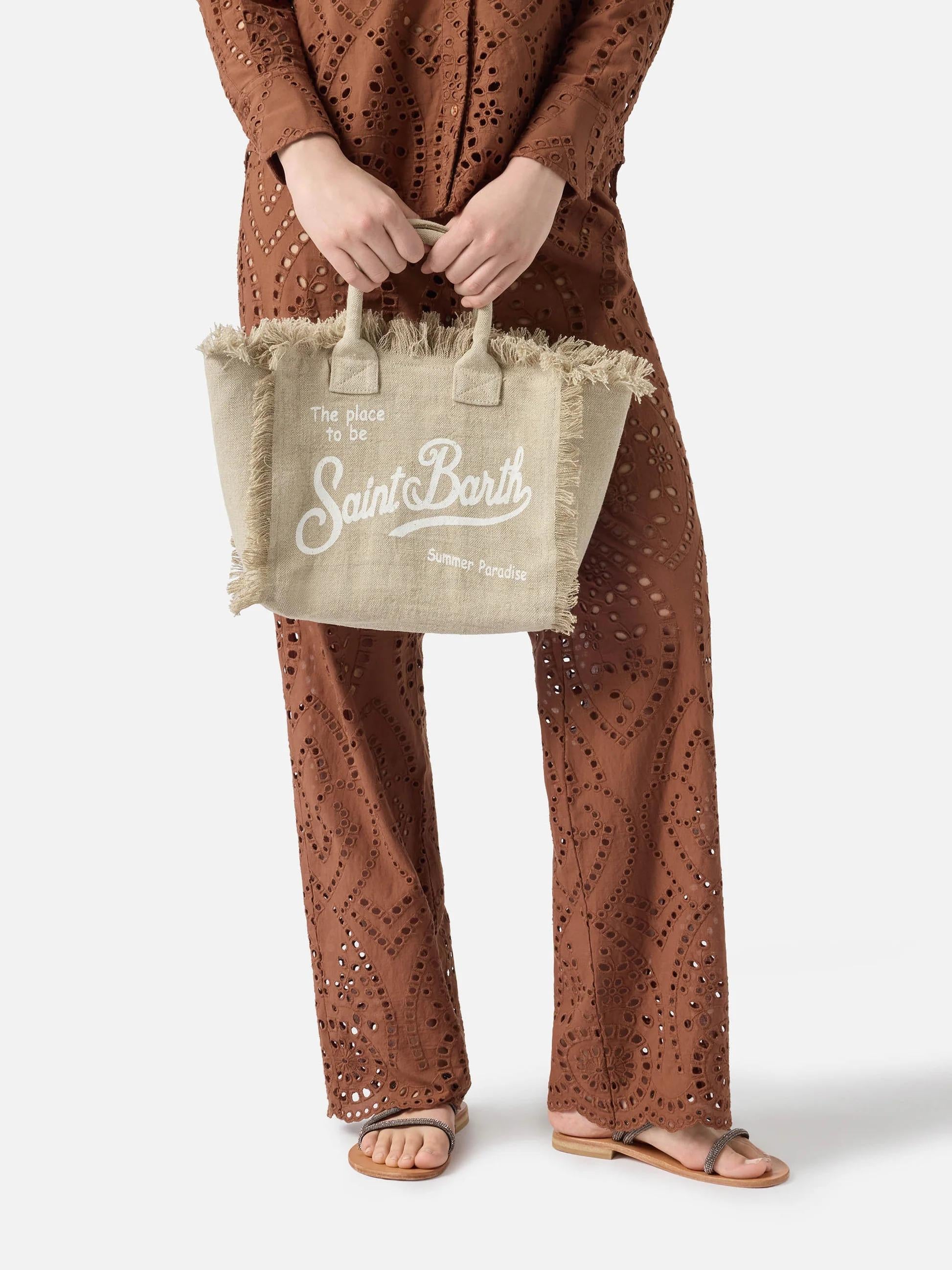 Borsa Colette in lino beige tinta unita COL0018 01139L MC2 SAINT BARTH 