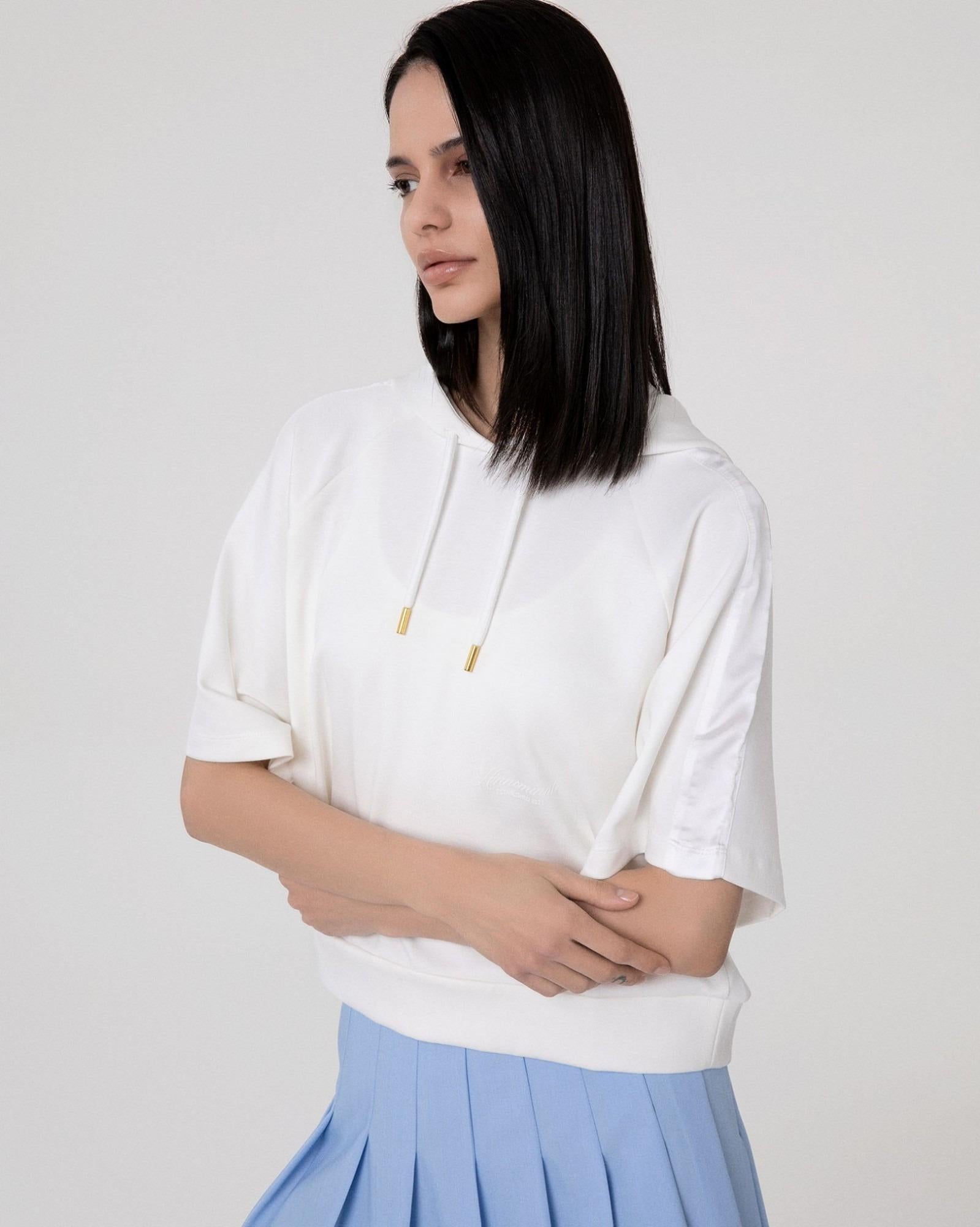 Felpa Cappuccio In Viscosa A M/M Con Inserti In Raso  Off White HINNOMINATE HMABW02403-TMTM0017 BI02 HINNOMINATE 