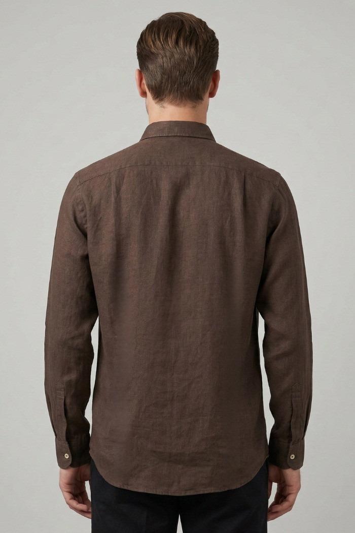 CAMICIA PIERCE IN LINO BROWN RRU431P4220569 C0241 ROY ROGER'S 