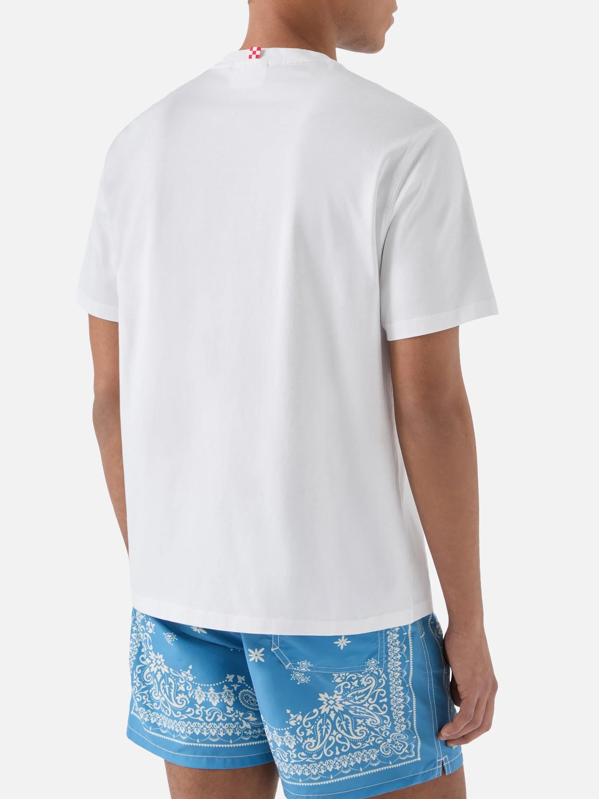 T-shirt Portofino bianca con ricamo Paloma POT0001 00323L MC2 SAINT BARTH 