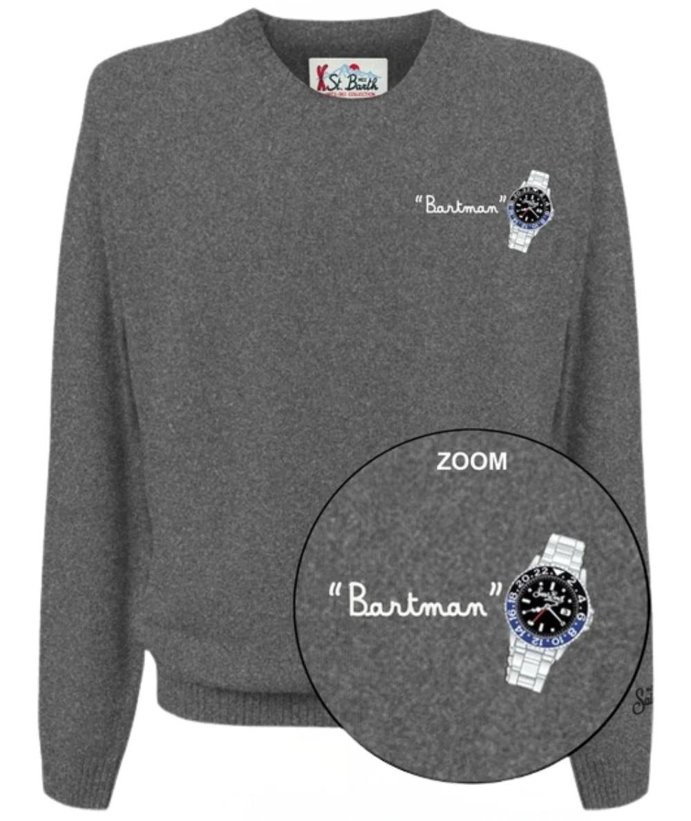 Mc2 Saint Barth Maglione con Ricami HERON LIGHT EMBRY Grigio HER0024 03128I MC2 SAINT BARTH 
