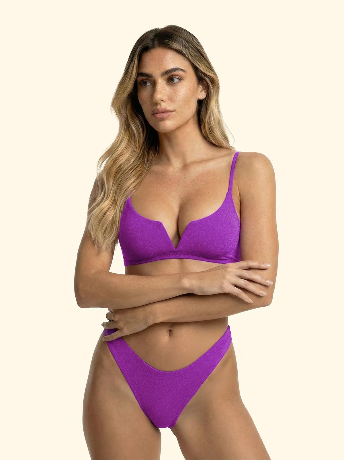 Bikini Donna F**K Top Fisso con ferretto e Slip Americano Fisso Purple SW1805-PR FK26-SW1805 PR F**K 