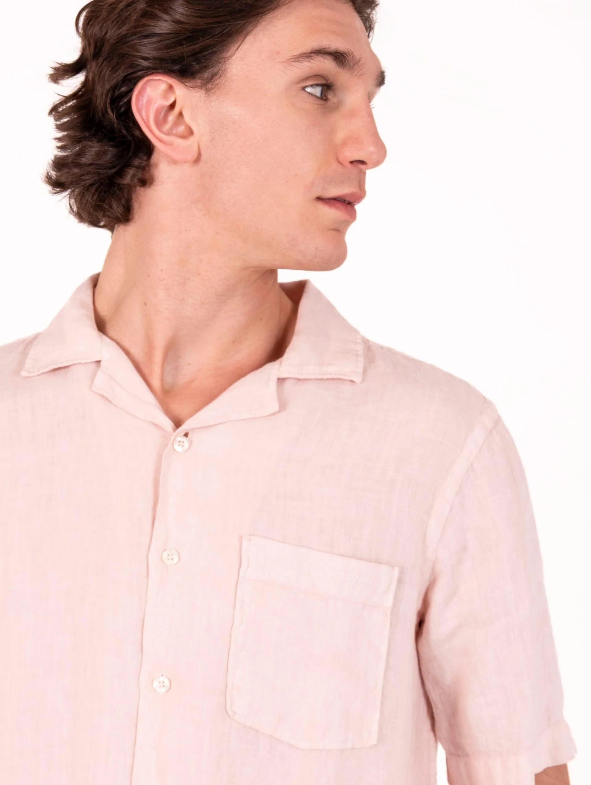 Camicia Bowling Roy Roger's in Lino Rosa RRU90155P4220569 C0620 ROY ROGER'S 