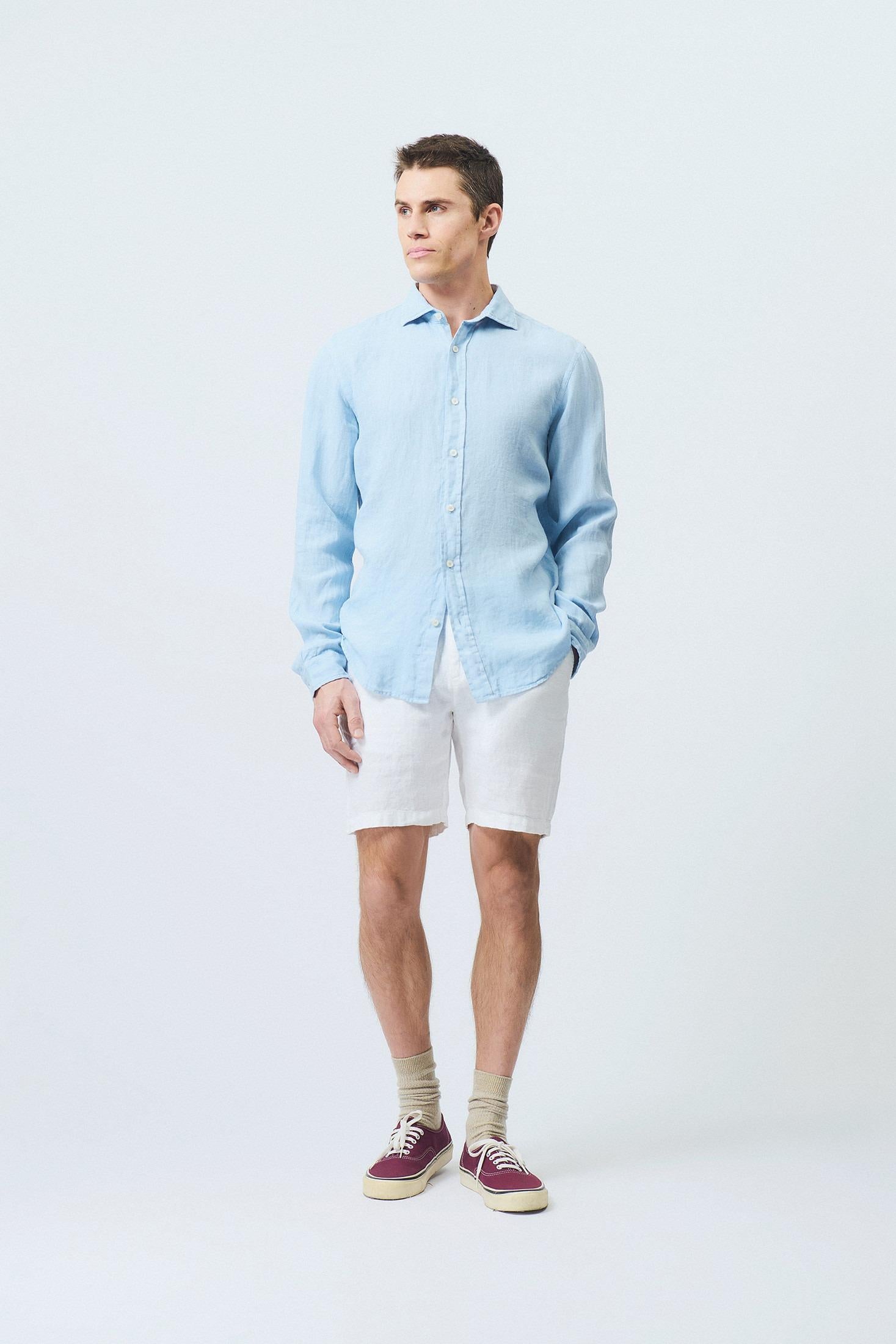 CAMICIA PIERCE IN LINO LIGHT BLUE RRU431P4220569 C0080 ROY ROGER'S 