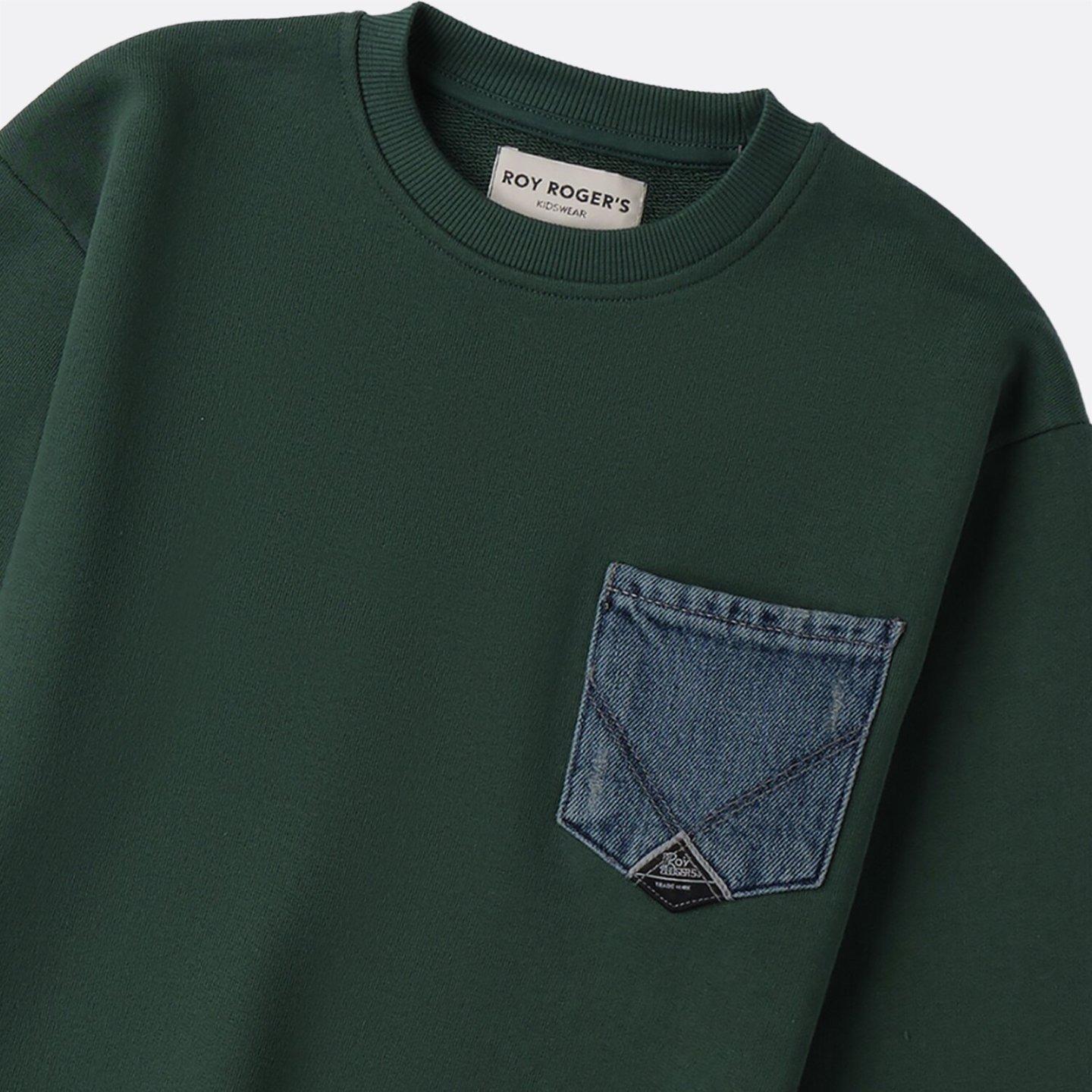 Felpa girocollo pocket university green RRU90098CN67XXXX C0127 ROY ROGER'S 