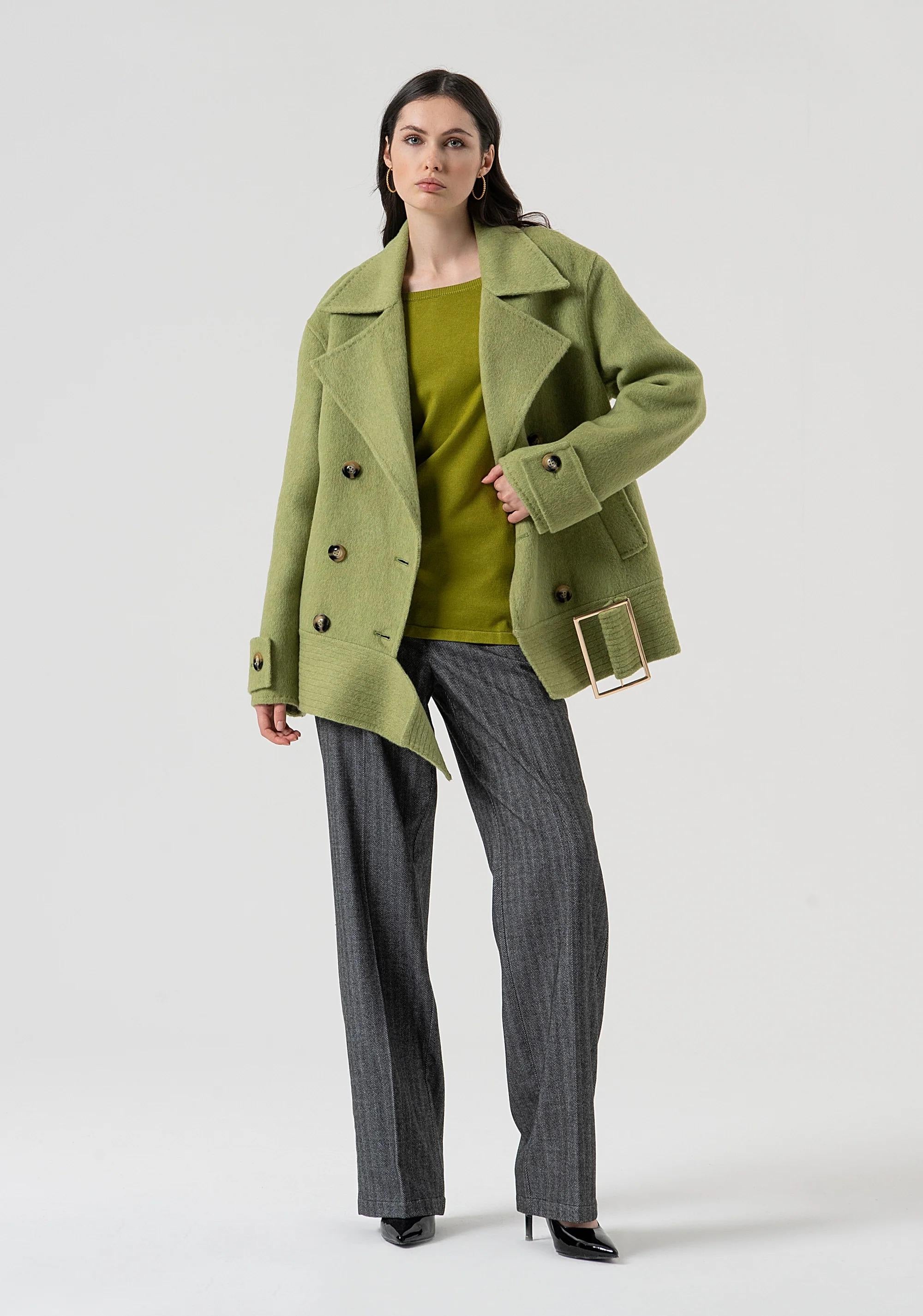Fracomina Cappotto caban over in bouclè di lana olive melange FR25WC1003W80201 T52 FRACOMINA 
