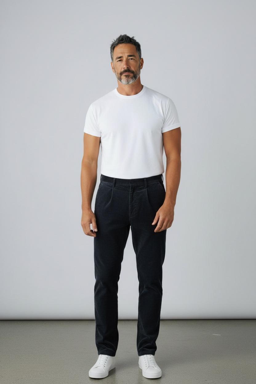 Michael Coal pantalone coulisse mc-denny/2741 velluto millerighe con pence navy MCDEN2741F25 016 MICHAEL COAL 