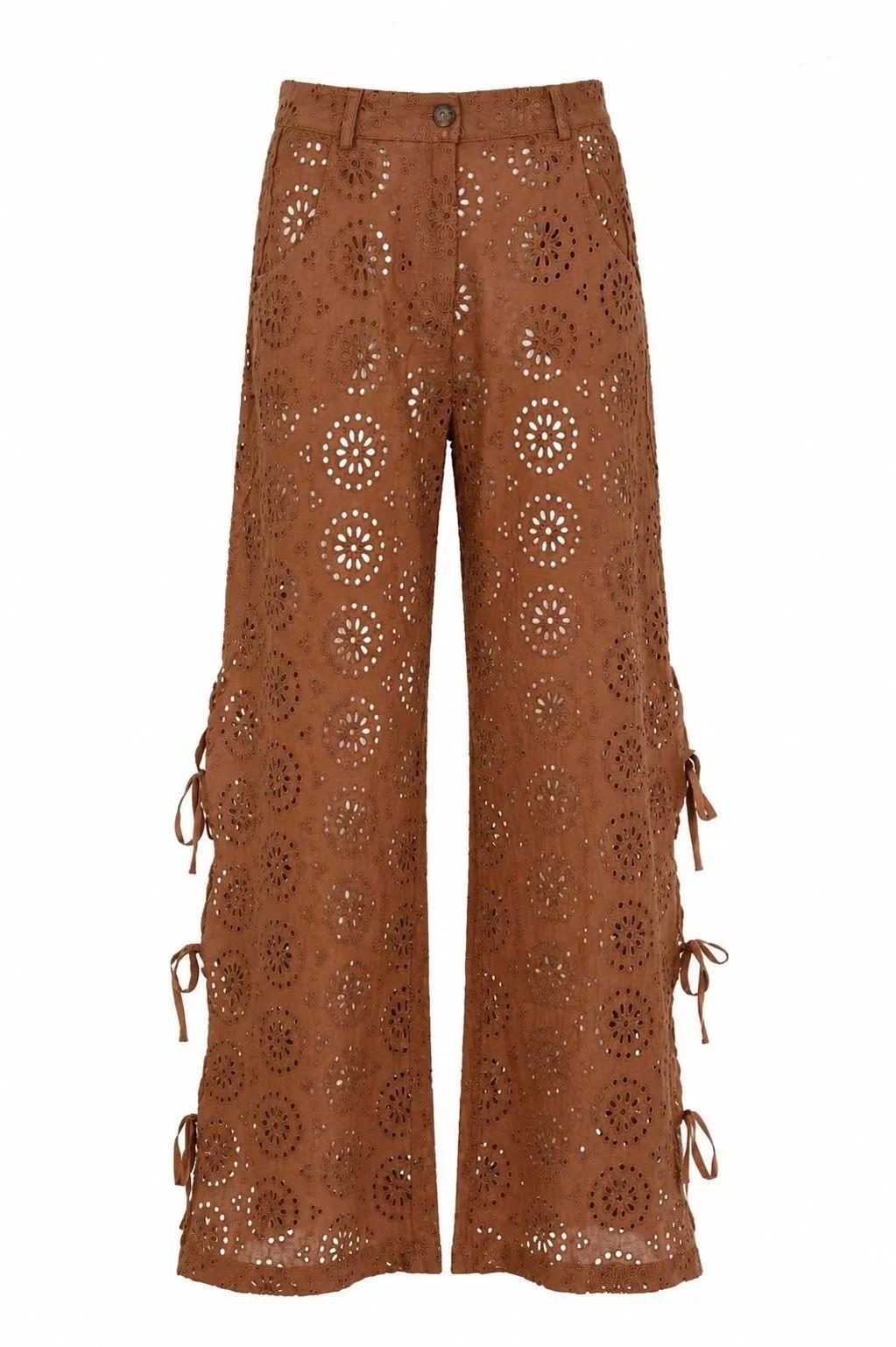 Pantaloni Kibi Mc2 Saint Barth in pizzo sangallo marroni KII0001 02230L MC2 SAINT BARTH 