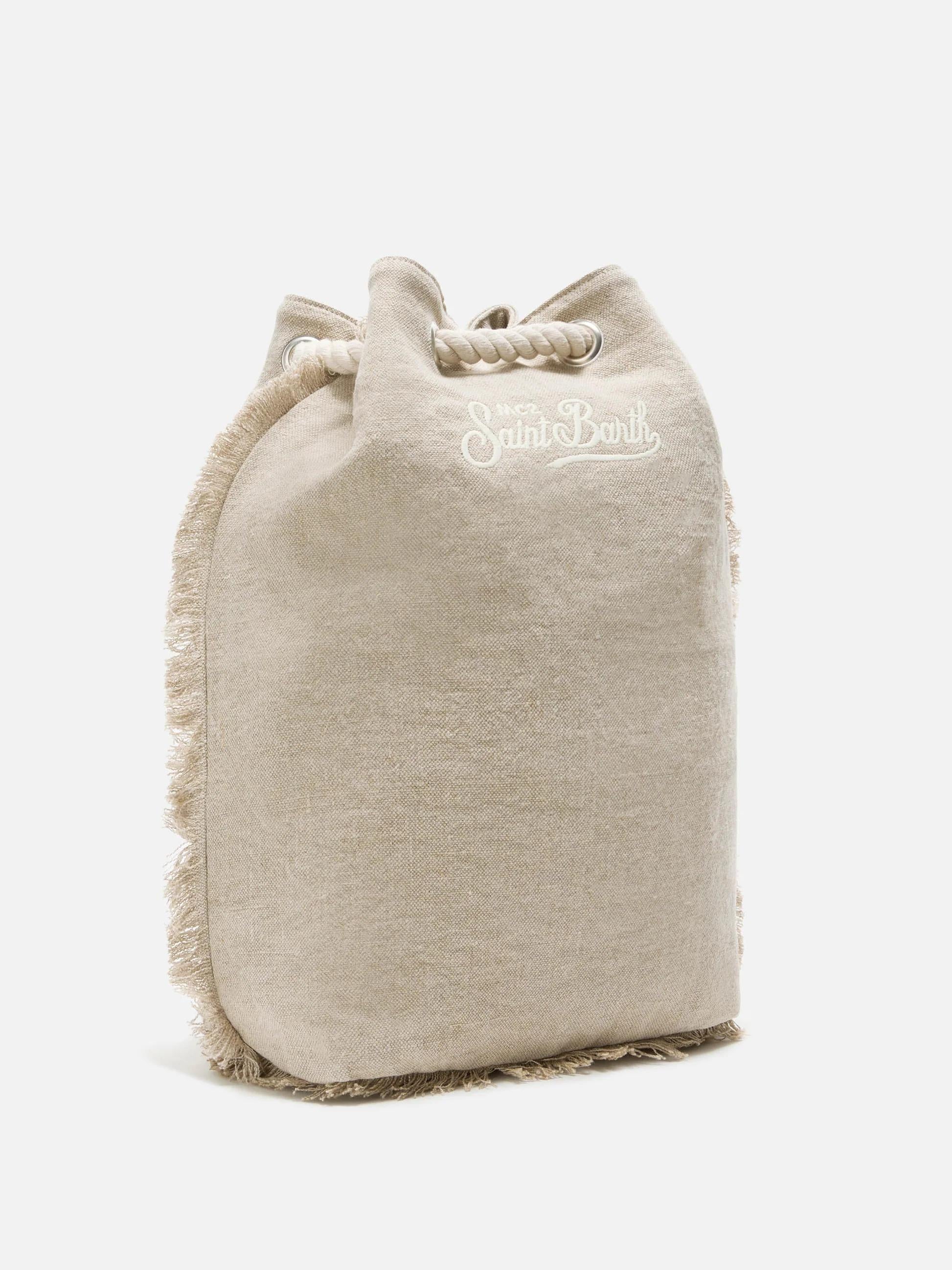 Zaino Boat in lino beige con logo stampato BOBP002 01247L MC2 SAINT BARTH 