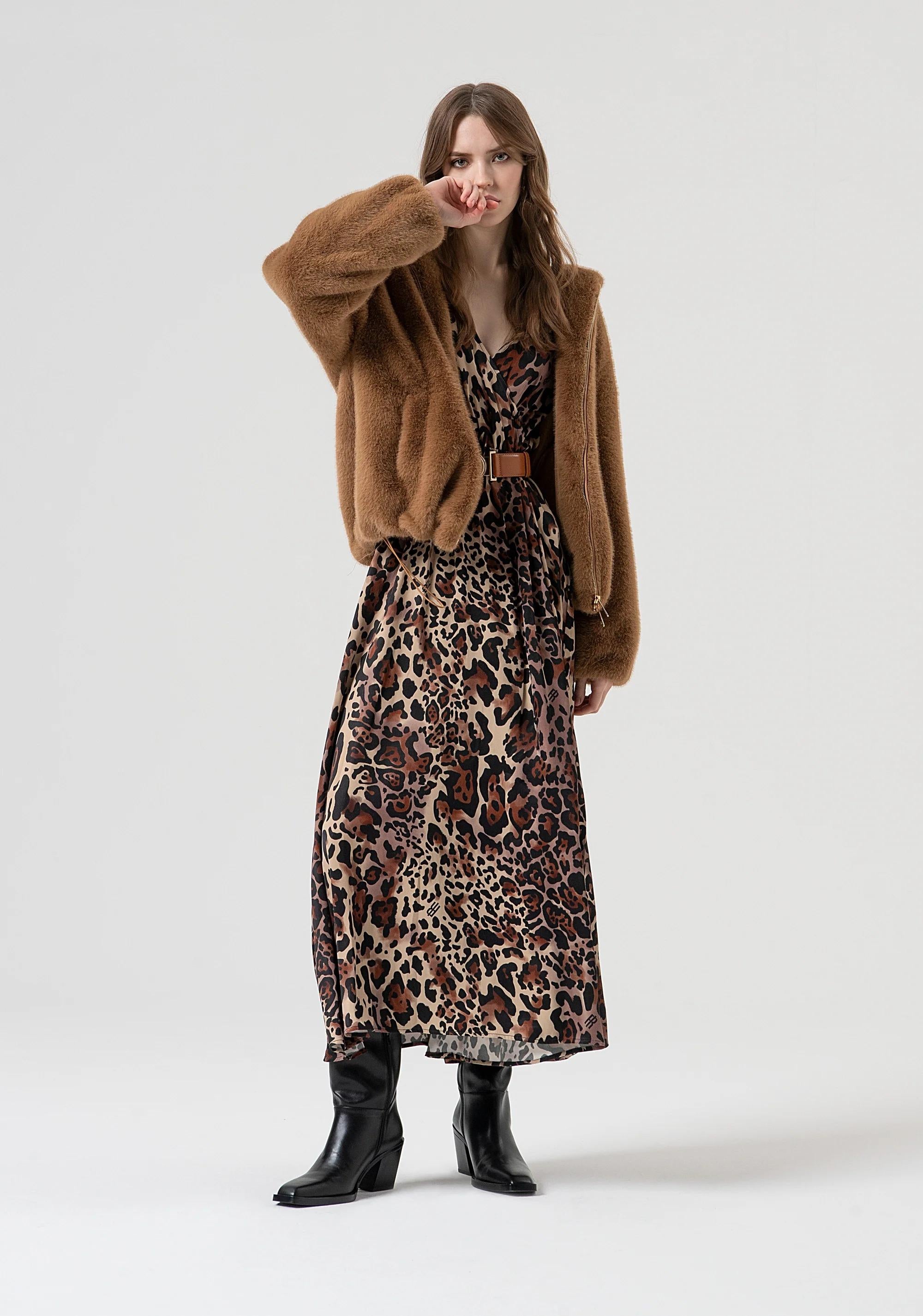 Abito regular lungo in fantasia animalier FR25WD3007W811L7 M17 FRACOMINA 