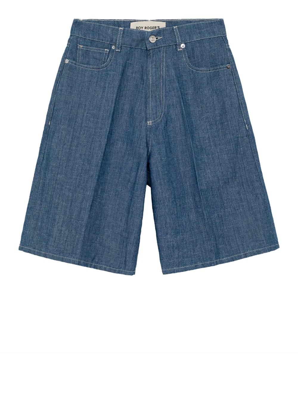 ROY ROGER'S Bermuda billie chambray cotton linen rinse indigo RND90282D7380021 C0090 ROY ROGER'S 