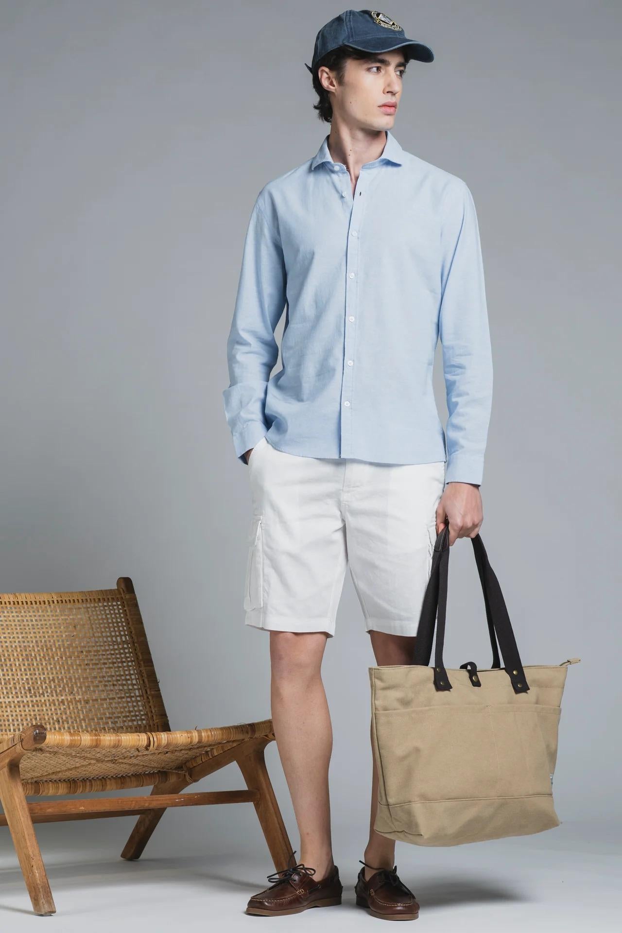 RILEY SHIRT COLLAR FRENCH IN 100% LINEN CELESTE IM26SSSM-RILEY-LIN C25 IMPURE 