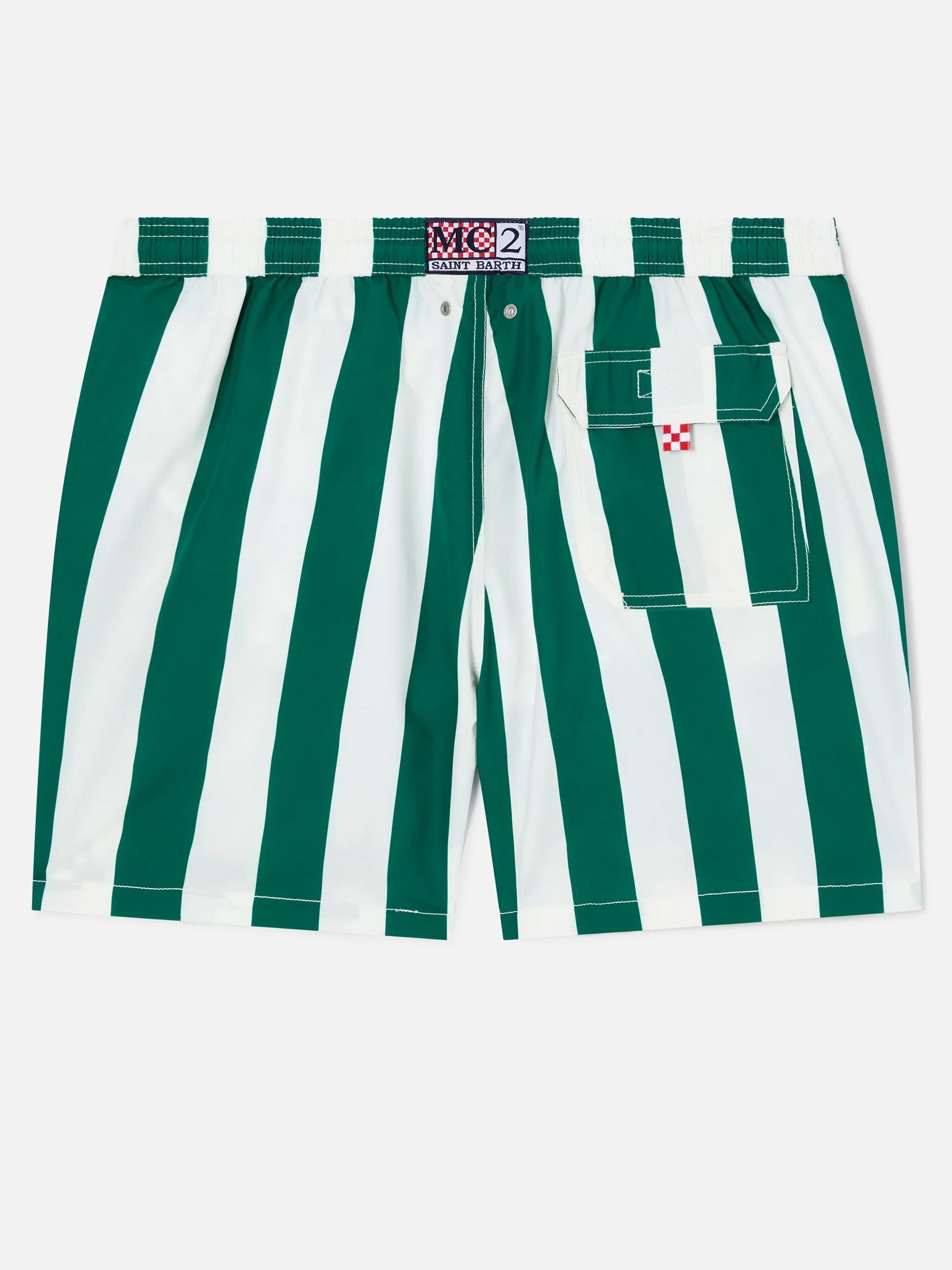 Costume mare Syros a righe bianche e verde inglese SYR000104065L SYR0001 04065L MC2 SAINT BARTH 