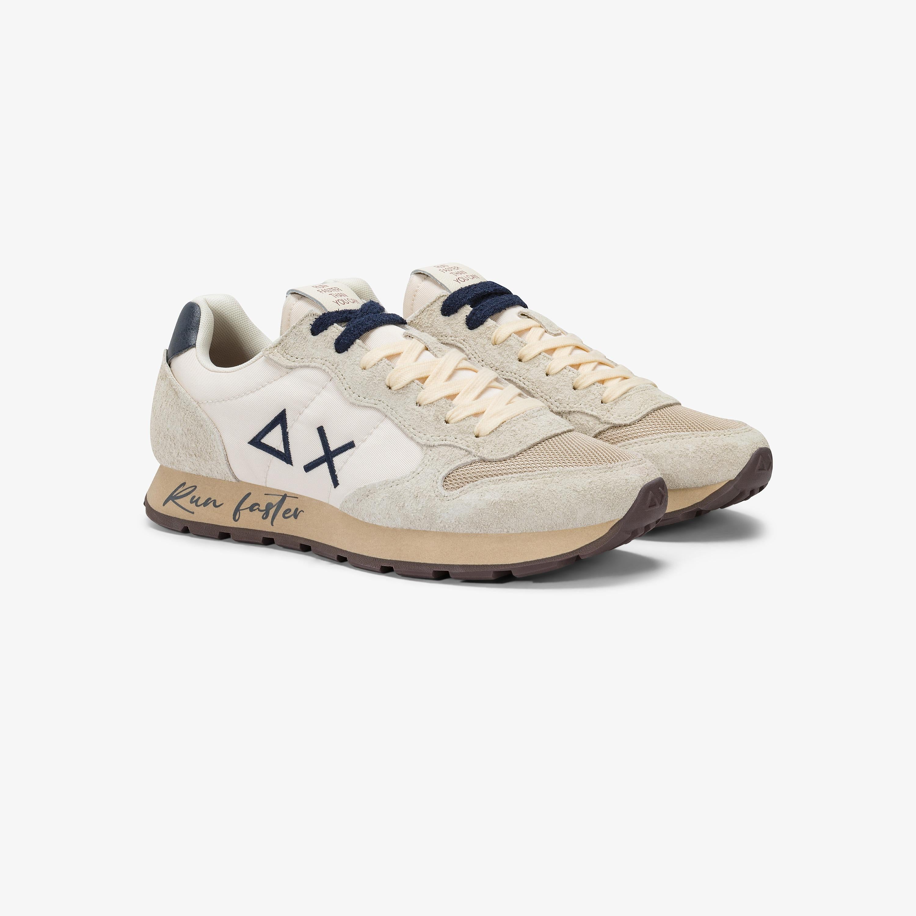 Sneaker tom vintage in nylon e suede bianco panna Z45105 31 SUN 68 