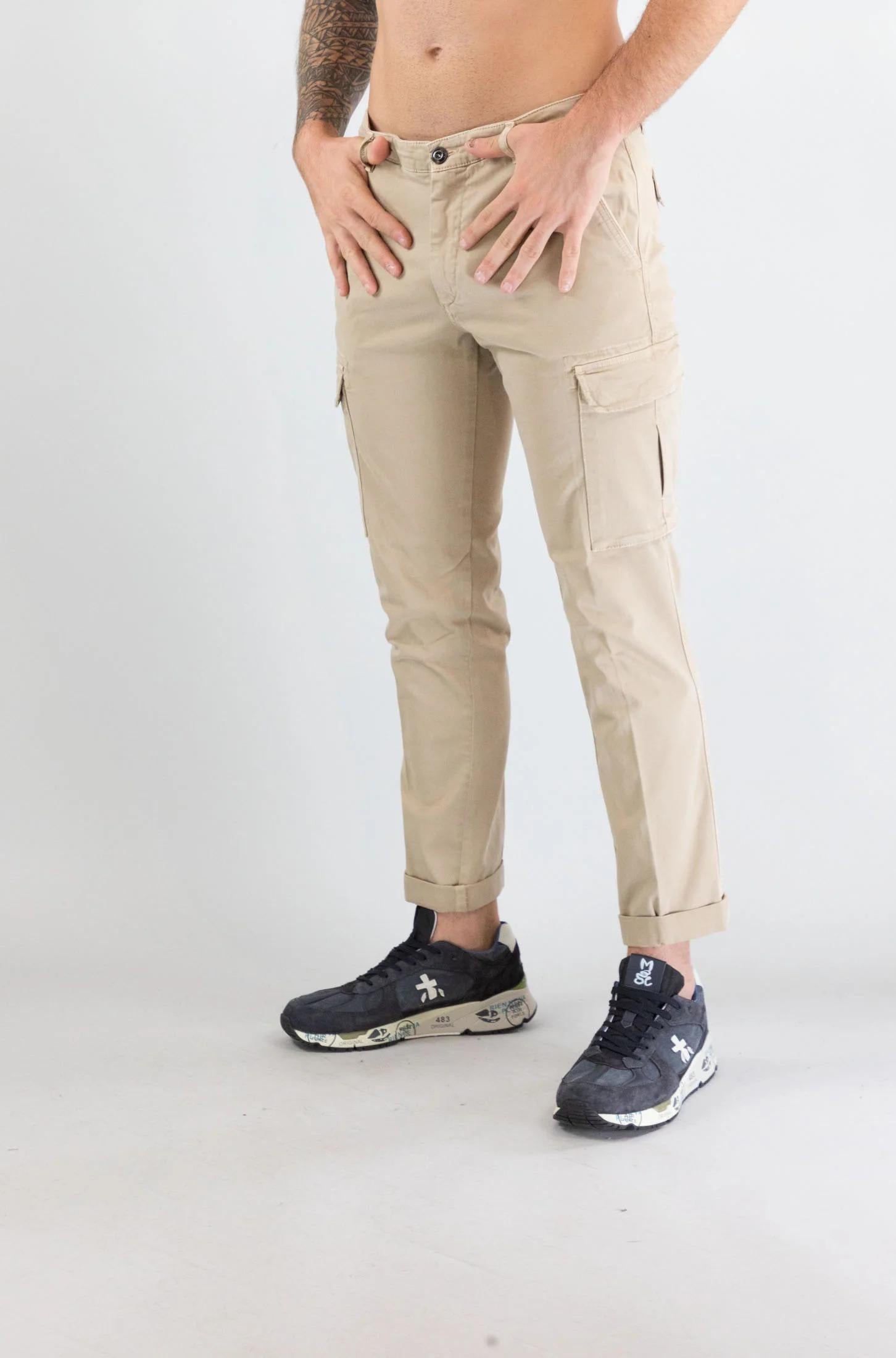 Pantalone Cargo 40weft Beige Oxford da Uomo aiko 2374 AIKO_2374 W2103 40WEFT 