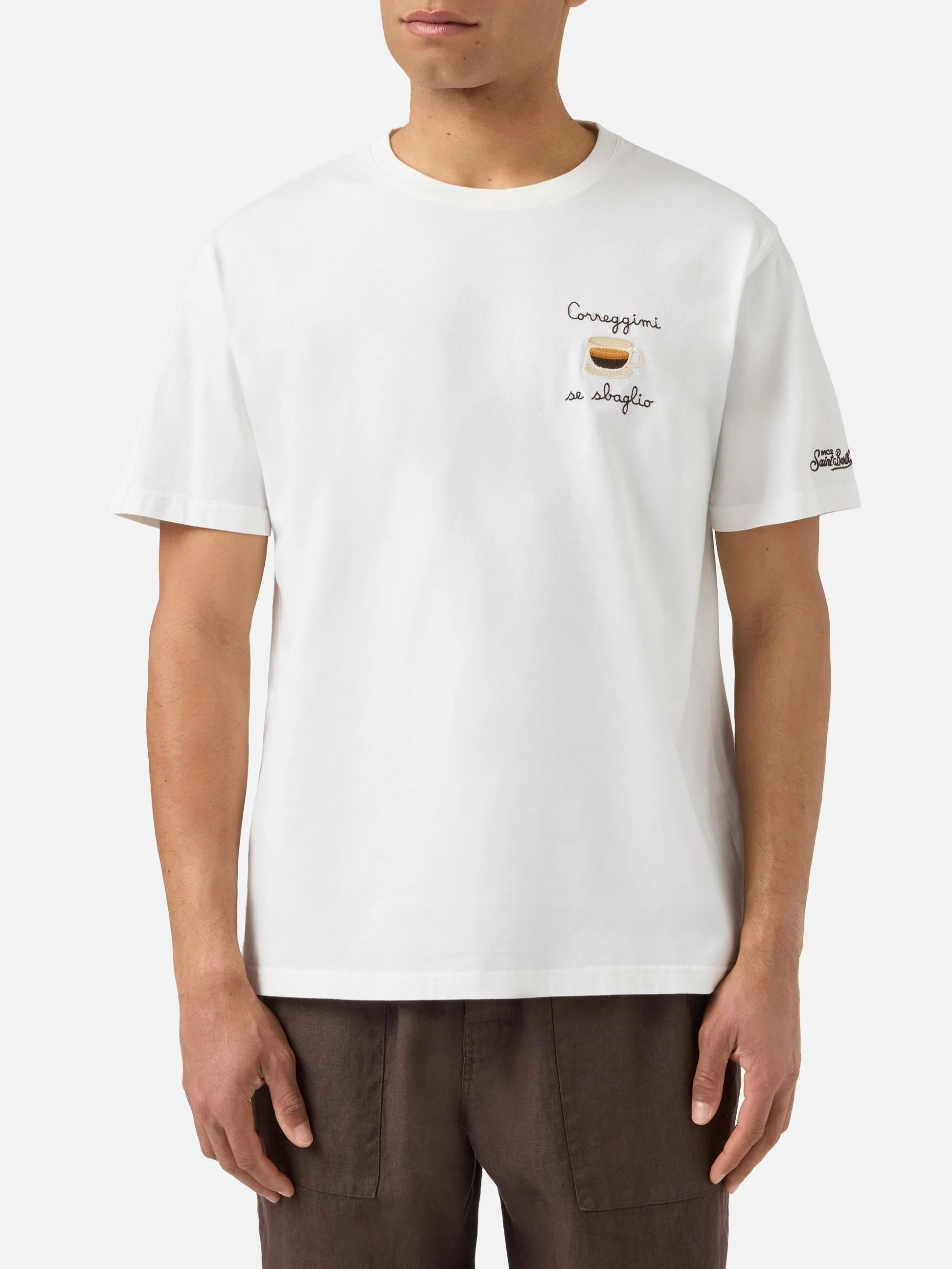 T-shirt Portofino panna con ricamo Correggimi Se Sbaglio POT0001 04452L MC2 SAINT BARTH 