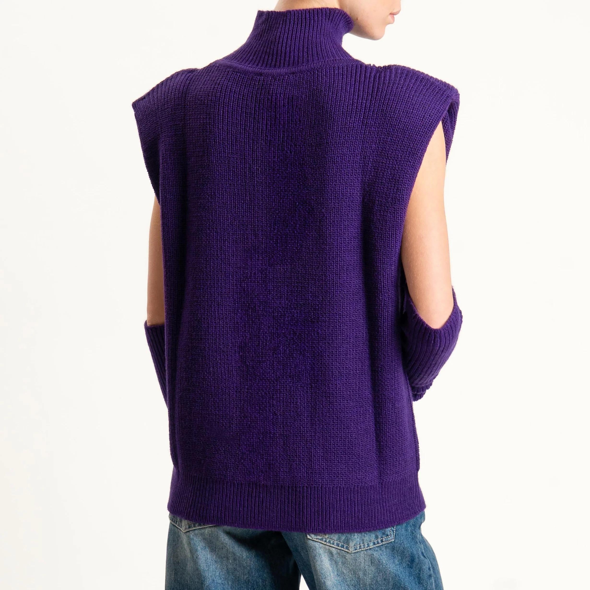 Vicolo-Maglia smanicata misto alpaca con manicotti - viola 77332F VIOLA VICOLO 