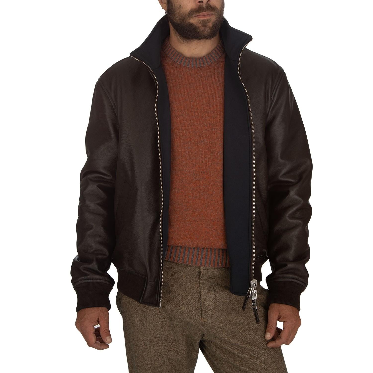 THE JACK LEATHERS | GIACCA TOBIA REVERSIBILE MARRONE BLU TOBR 06 THE JACK LEATHERS 