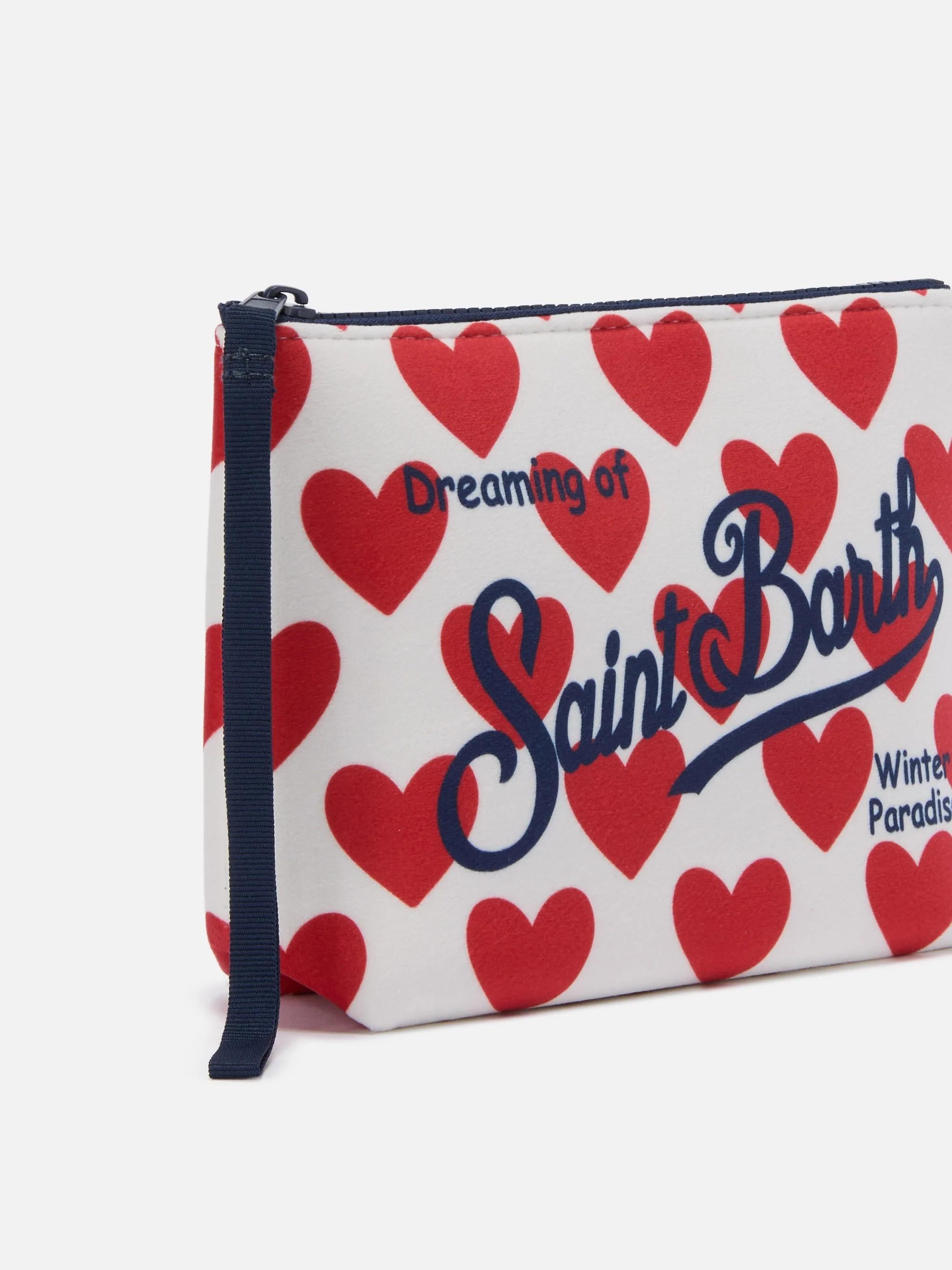 Pochette Aline effetto lana con stampa cuori ALI002 01505I MC2 SAINT BARTH 