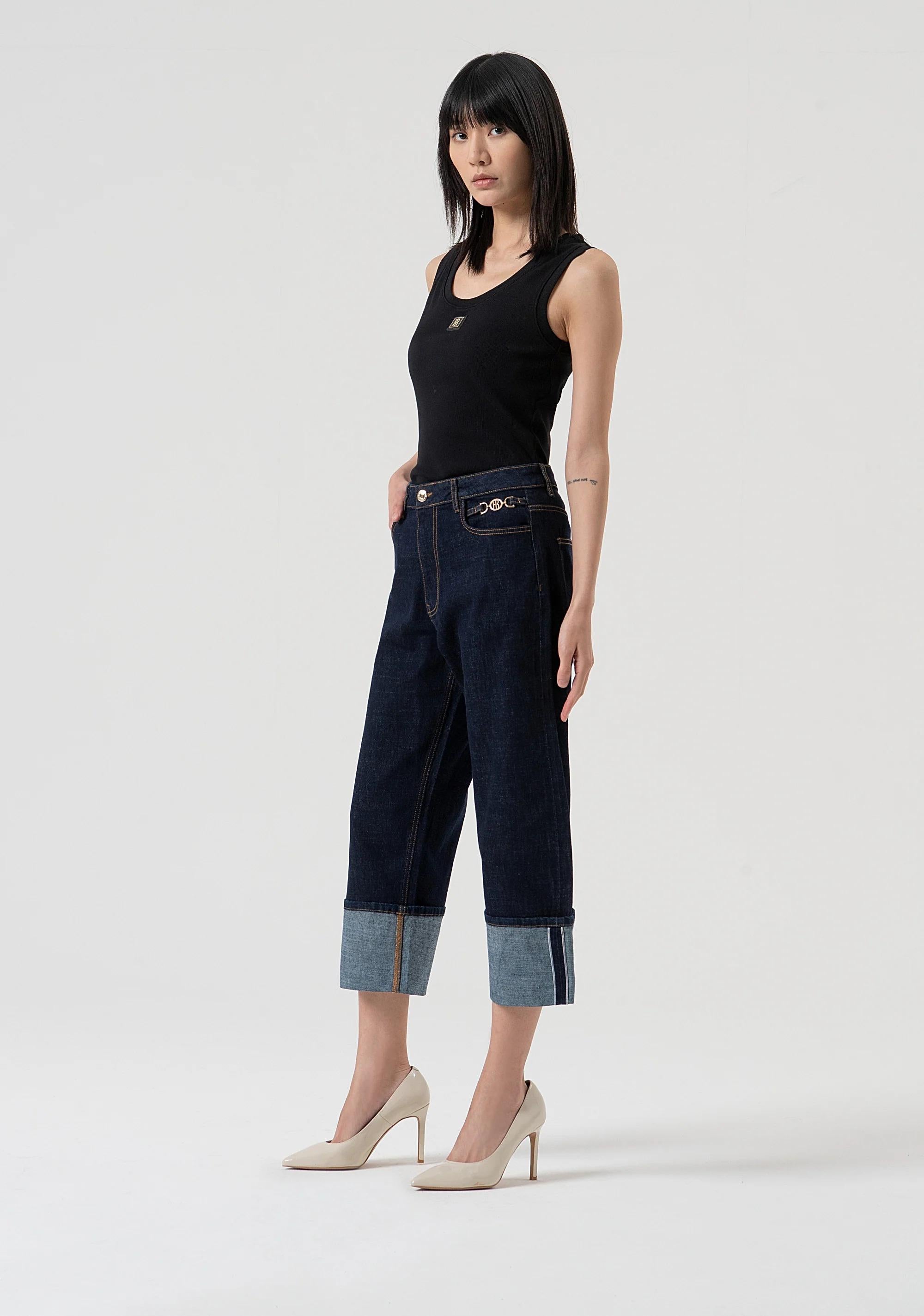Fracomina Jeans boyfriend cropped in denim con lavaggio raw FP25WV5008D40193 L23 FRACOMINA 