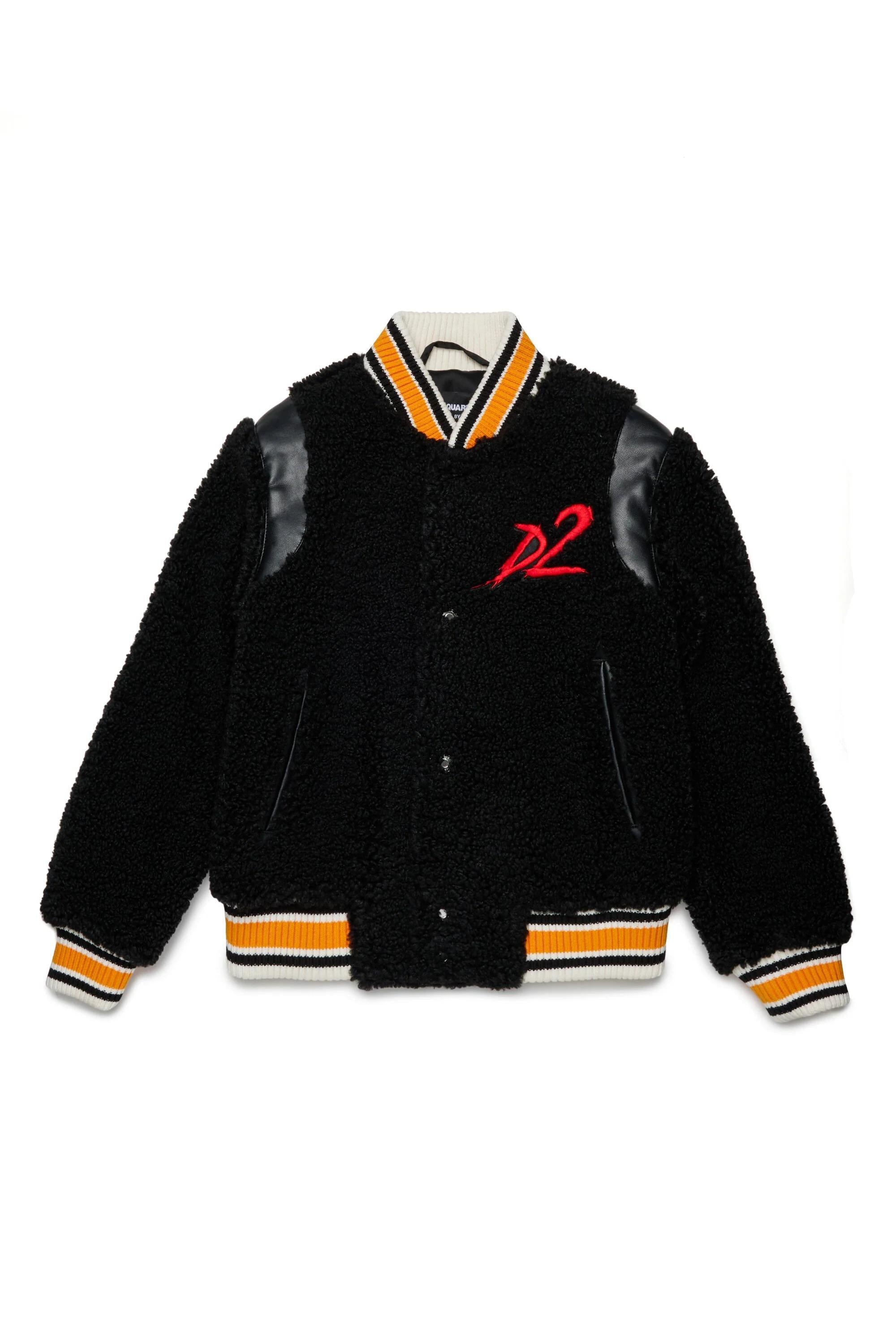 DSQUARED2<BR/>Giacca bomber in teddy con patch Bear DQ3053-D0AEA DQ900 DSQUARED KID 